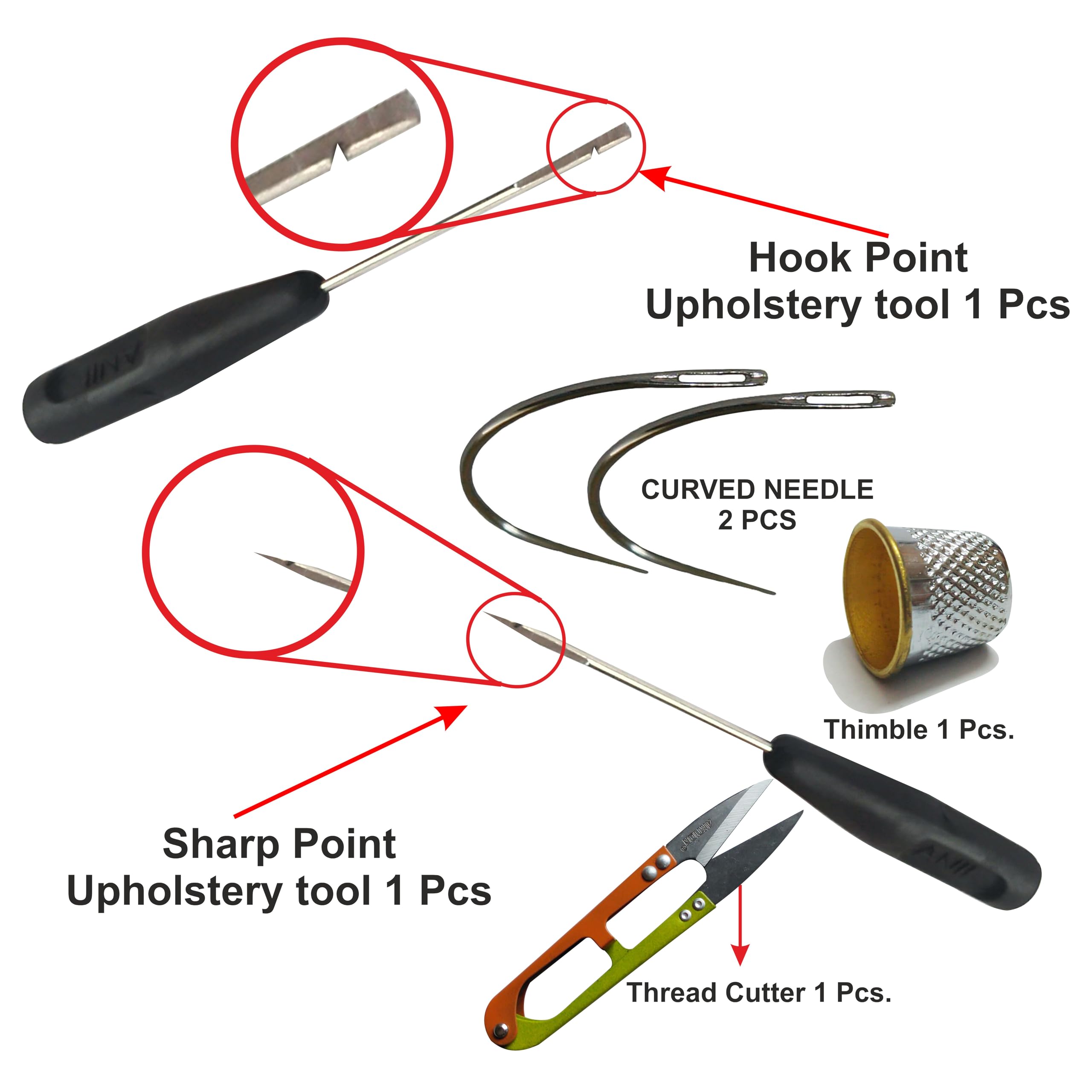 Upholstery Leather Thread Kit - 2 Spools, Tools Included -6