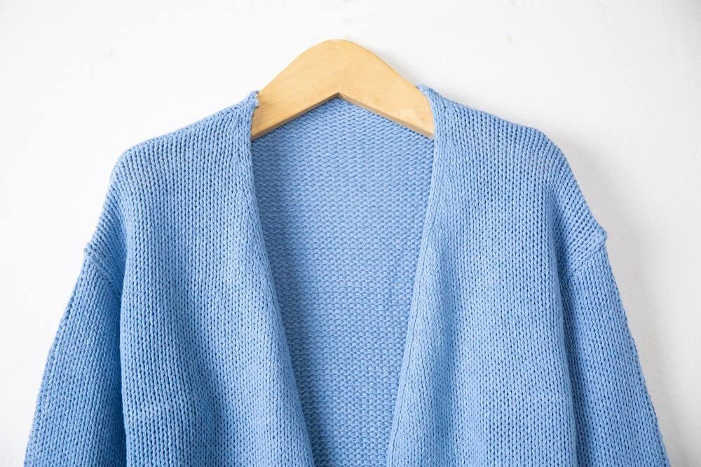 HGJH Cardigan Damen, Damen Strickpullover Vorne Offen Cardigan Rippstrick Kimono V-Ausschnitt Einfarbig Weiß Langarm Cardigan Weich Elegante Leichte Herbstjacke Für Lässiges Business
