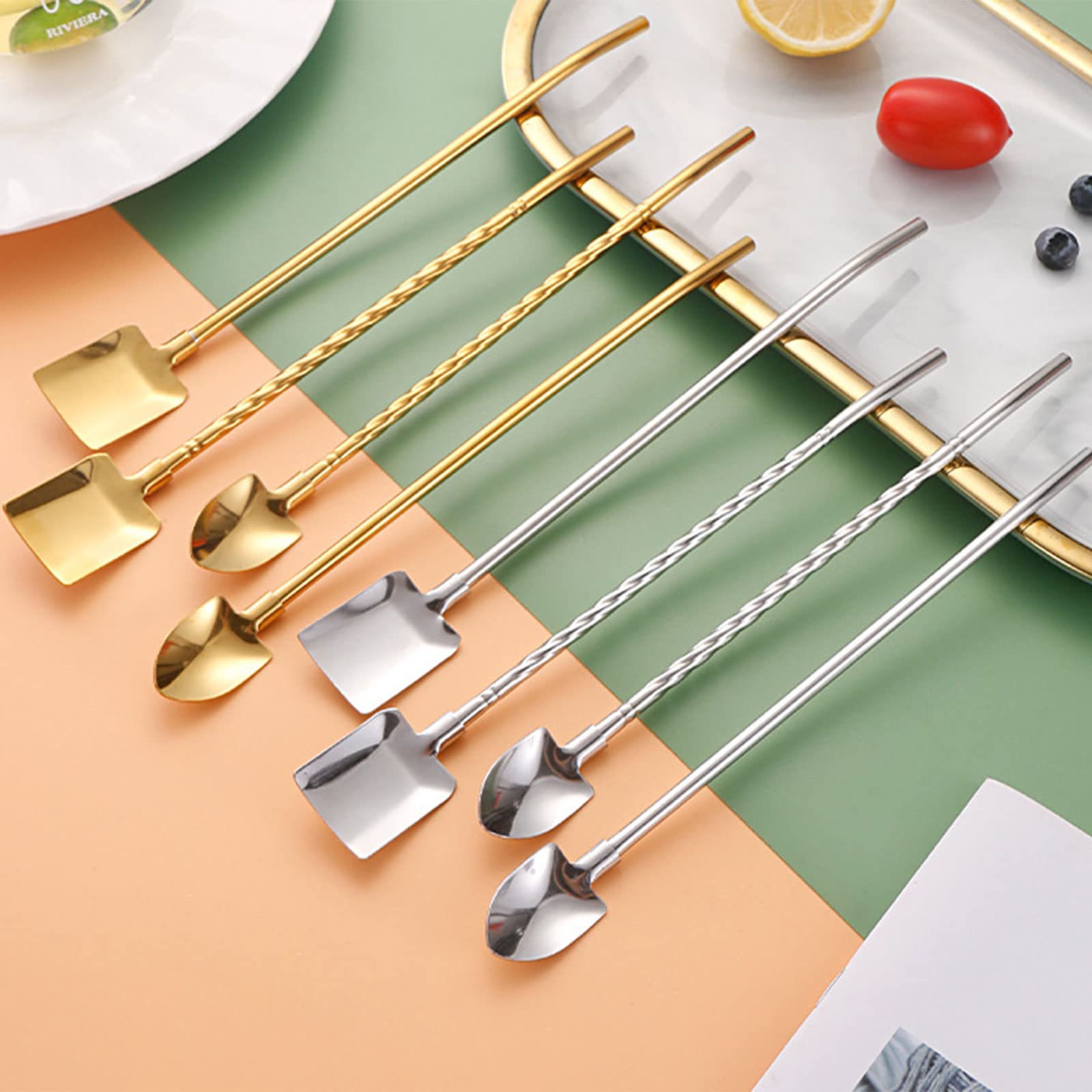 4 Cucchiaini Lunghi In Acciaio Inox - Per Caffè, Dessert E Gelato, Design Elegante - Foto 4