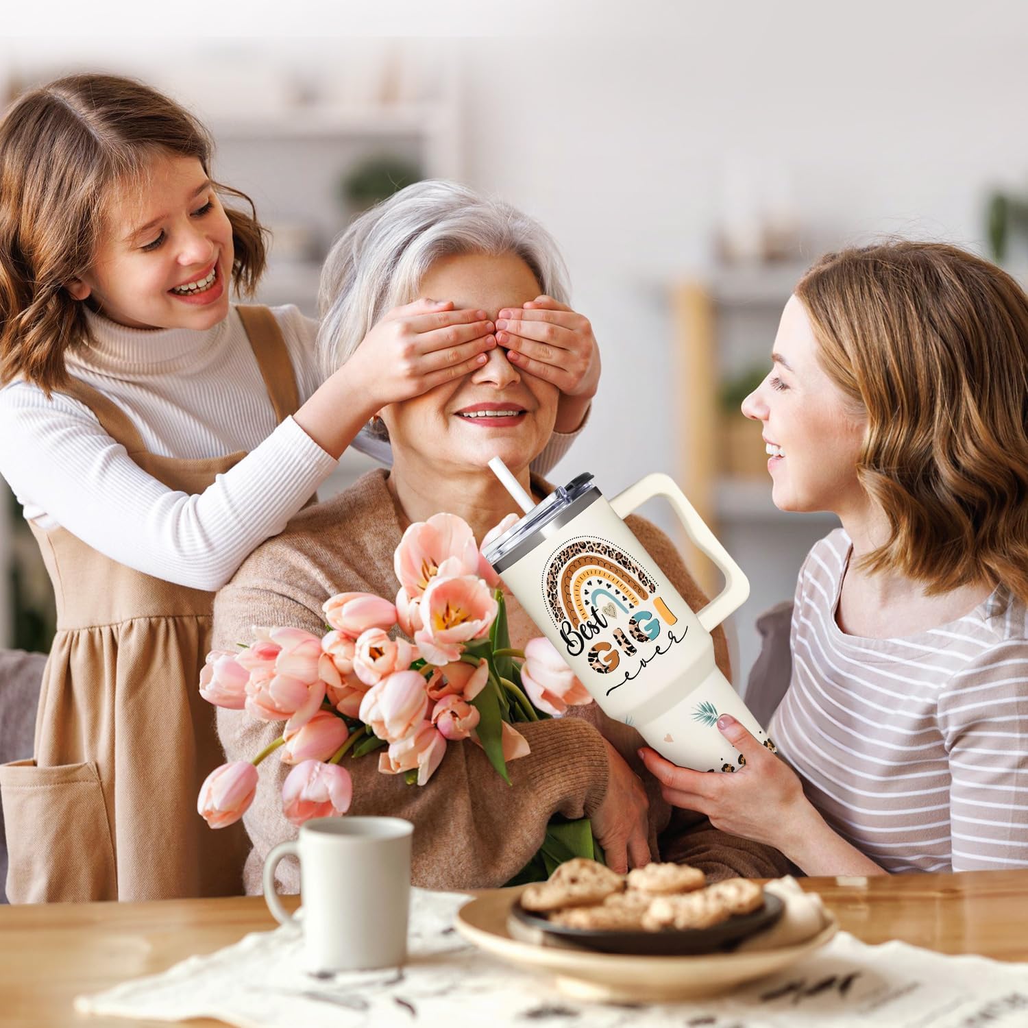 Gigi Gifts For Grandma - Mothers Day Gifts For Gigi - Birthday Gift, Christmas Gift For Grandma From Grandkids, Grandchildren - 40Oz Insulated Tumbler Handle With Lid & Straw - Image 5