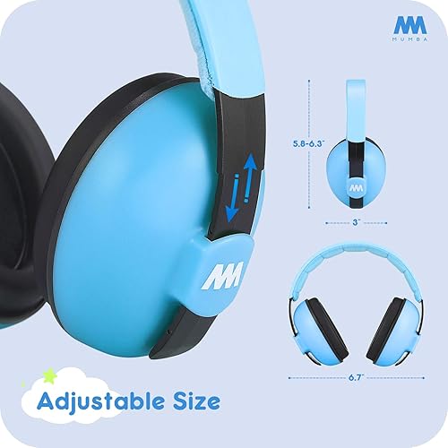 Miniatura 39 de Auriculares con cancelación de ruido para bebés y niños pequeños, orejeras Mumba para bebés, de 3 a 24 meses en adelante Cielo/Amarillo