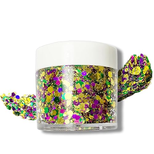 Mardi Gras Glitter Gel for Body, Face, Hair and Lip,