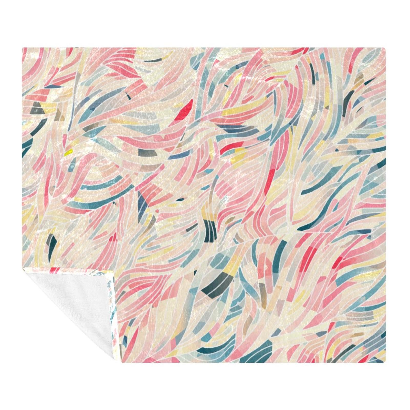 Couverture polaire en microfibres à plumes colorées 150x130cm