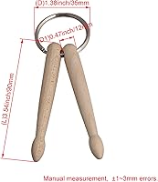 Vista 4 de BQLZR Llavero de madera natural de 3.543 in, 2 baquetas de percusión, llavero de cadena, Madera natural