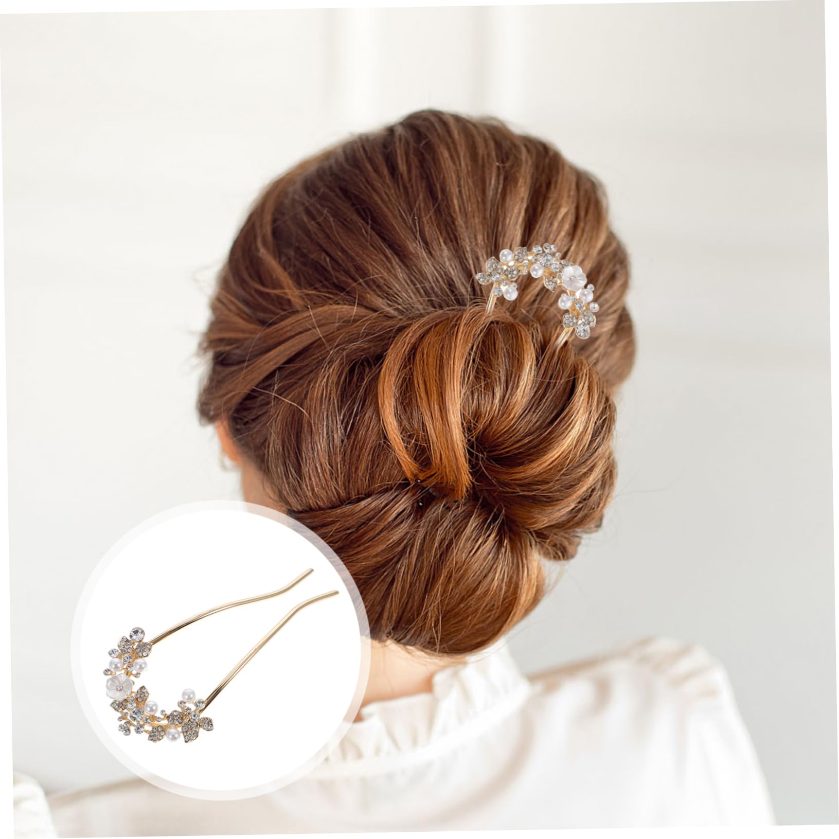 POPETPOP 5piezas Horquilla De Pelo De Perlas y Brillantes Para Moño Chic Horquilla Metálica Para Mujeres Accesorio De Peinado Elegante y Cómodo