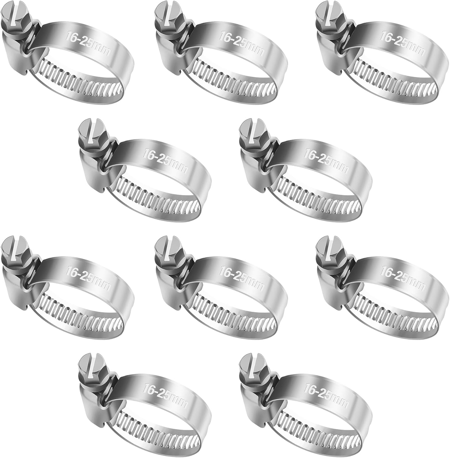 10 Pcs 5/8 Hose Clamps Stainless Steel,Adjustable Worm Gear
