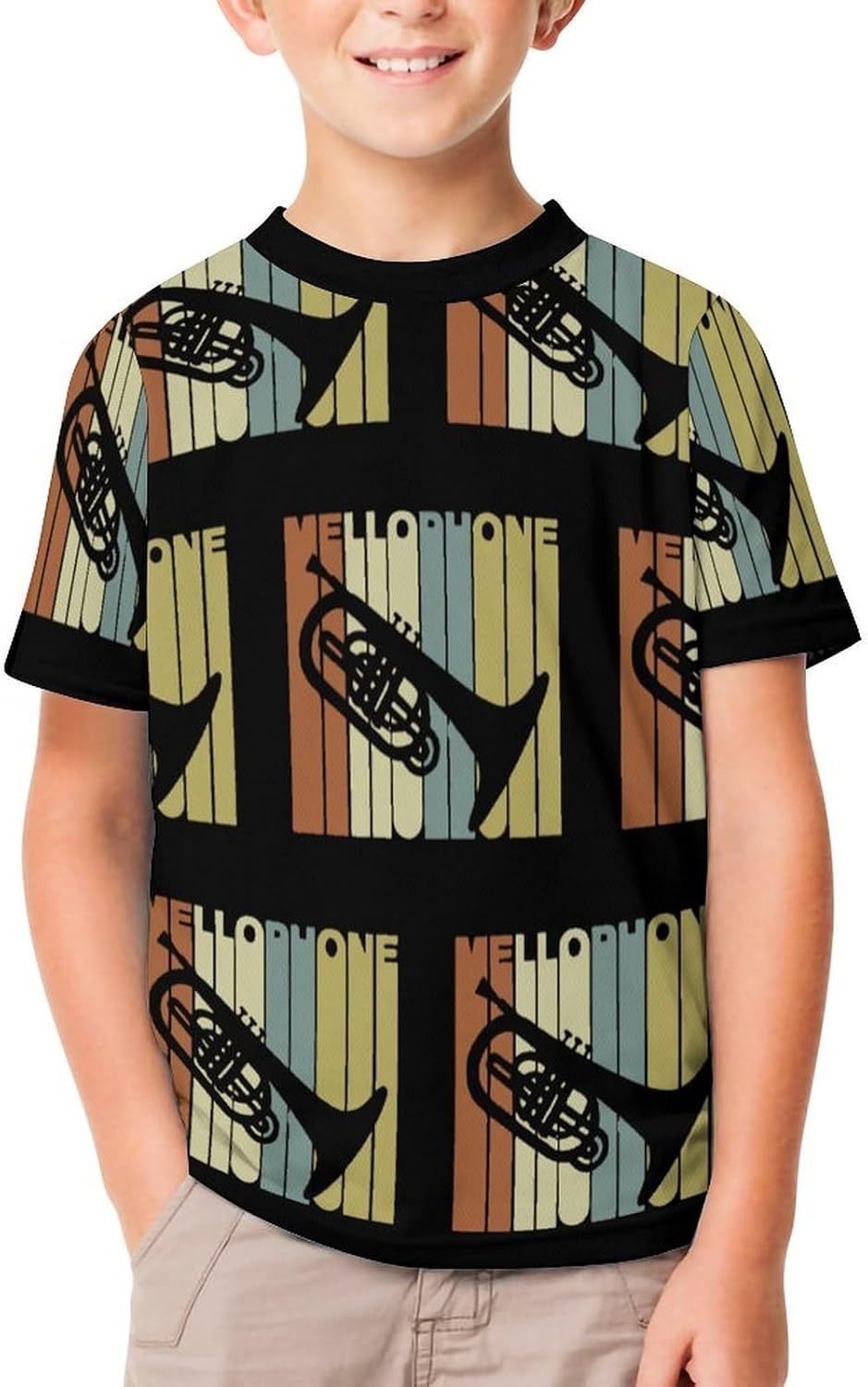 Vintage Mellophone Silhouette T Shirt for Boy Girl Top Short Sleeve T-Shirt Graphic Tee