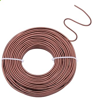 Coffee Copper Aluminum Craft Wire 1.5mm100FT Bendable Metal Wire 16 Gauge for Jewelry Making DIY Art Projects Floral Fishing Reusable Wires