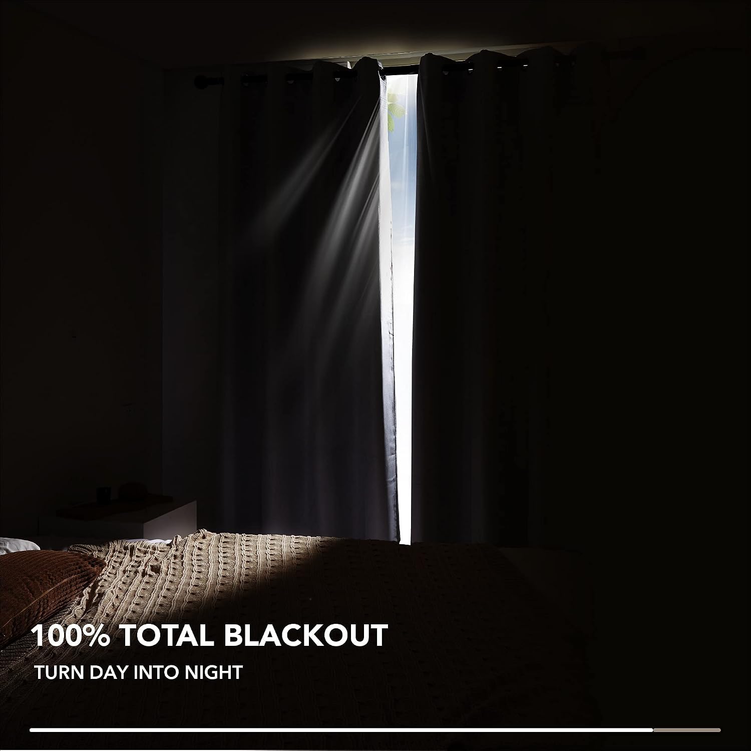 Deconovo White Drapes, Total Blackout Curtains with Black Back Layer (Greyish White, 52x95 Inch, 2 Panels) Soundproof Drapes, Thermal Insulation Curtains, Textured Long Sliding Glass Door Panels