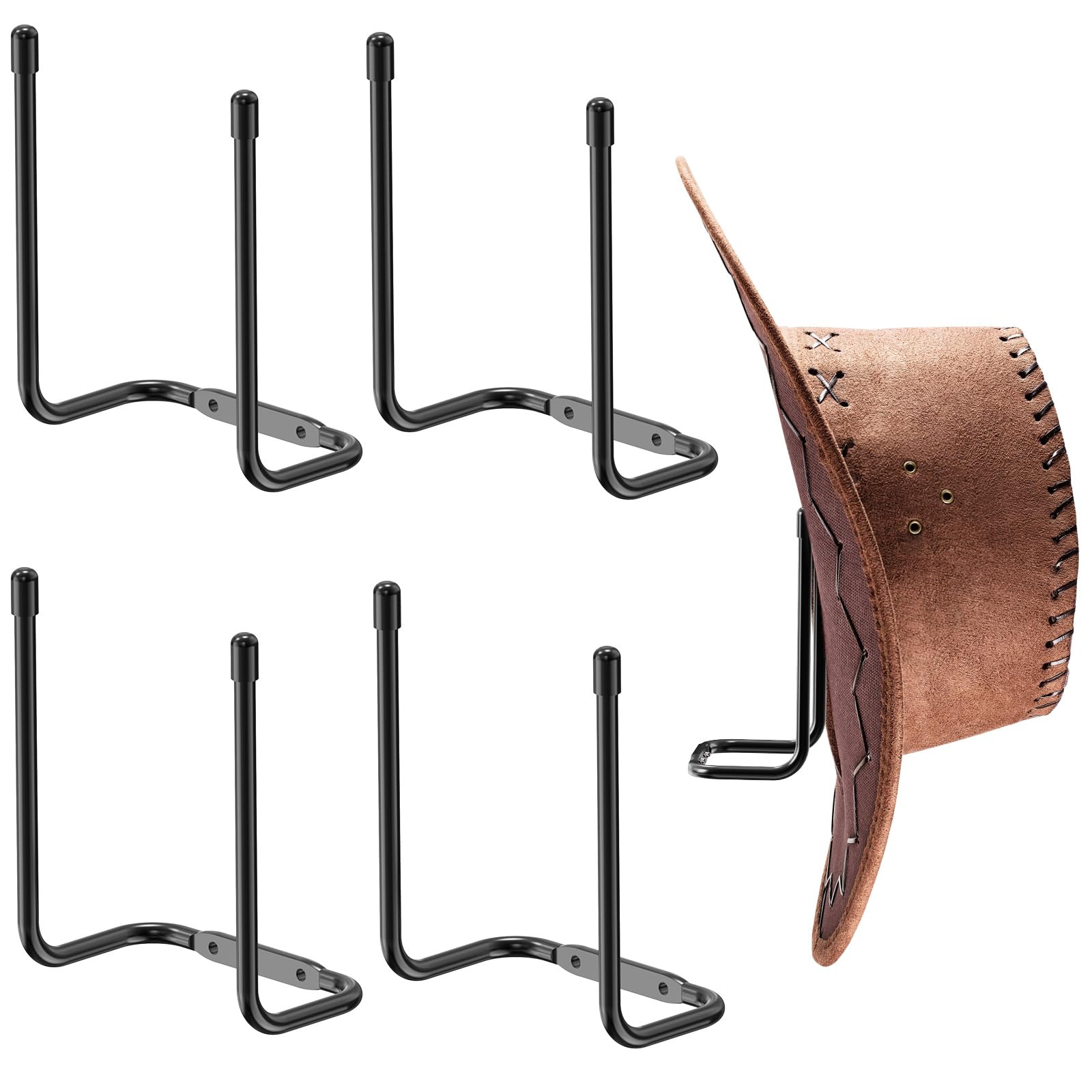 Fikoksol - Juego de 4 soportes para sombreros de vaquero para colgar sombreros de paja de ala ancha occidental - Adhesivo de pared para armario de pared