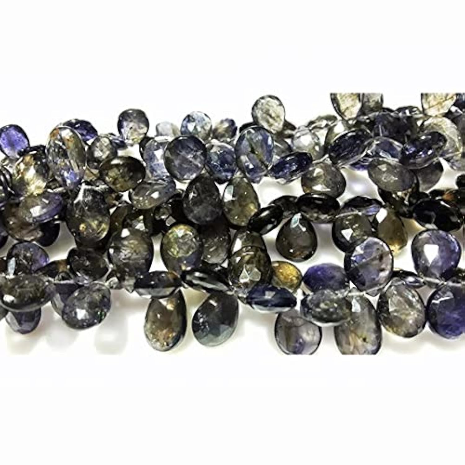 Iolite beads en pierres facettées forme poire pour la création de bijoux artisanaux uniques