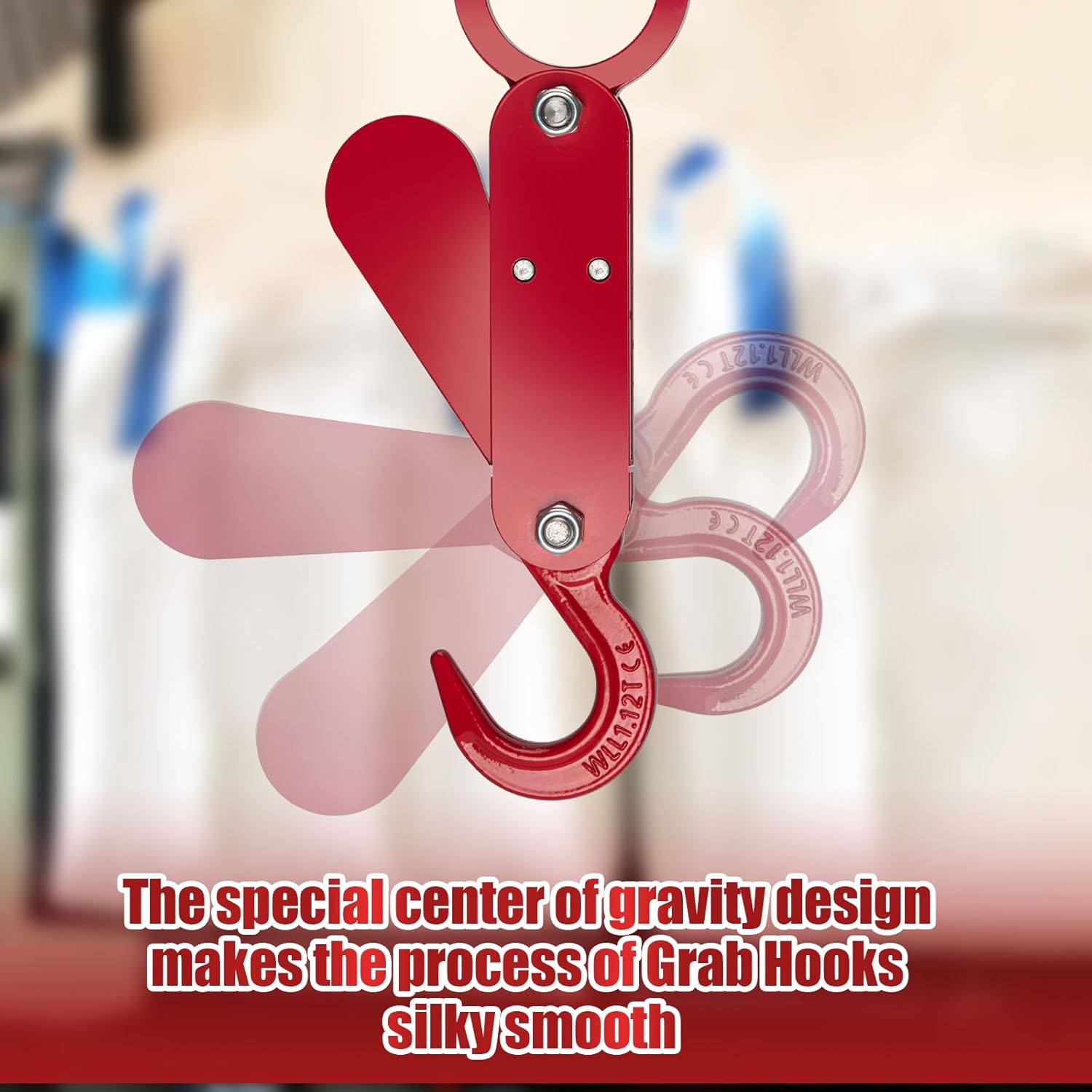 Automatic Lifting Hook, Automatic Safety Hook, 2200 lb Completely Mechanical Gravity-Operated Hook for Ton Bag Unloading, Heavy-Duty Mechanical Hook for Factory Warehouse Farm