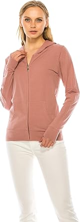 Eevee Womens Full Zip Hoodie - Lightweight Jacket Active Sweater Hooded Sweatshirt Slim Fitting Yoga Activewear