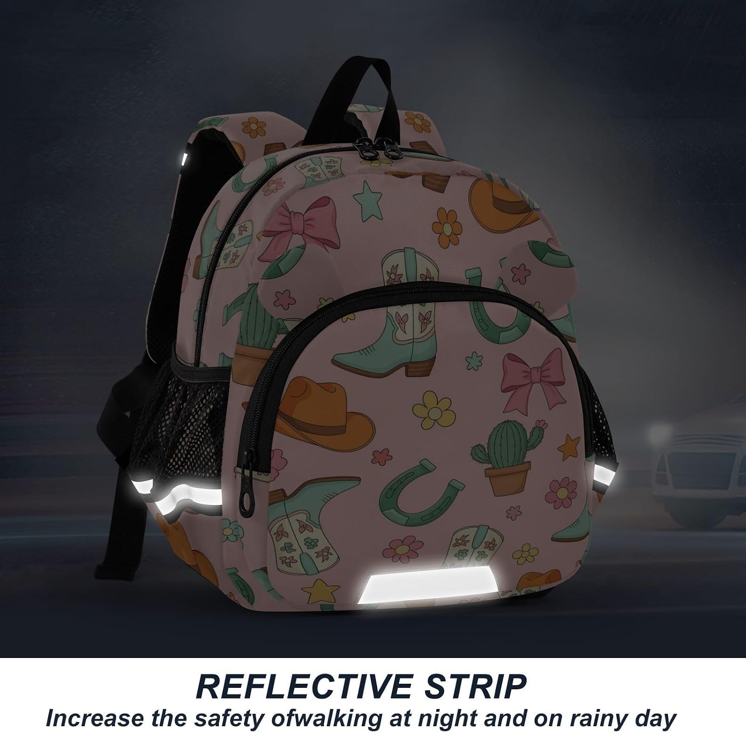 Western Cowboy Cactus Flowers Print Toddler Harness Backpack for Boys Girls 3-6 Years Kids Backpack with Anti Lost Safety Leash Baby Protection Backpack for Walking Preschool Travel