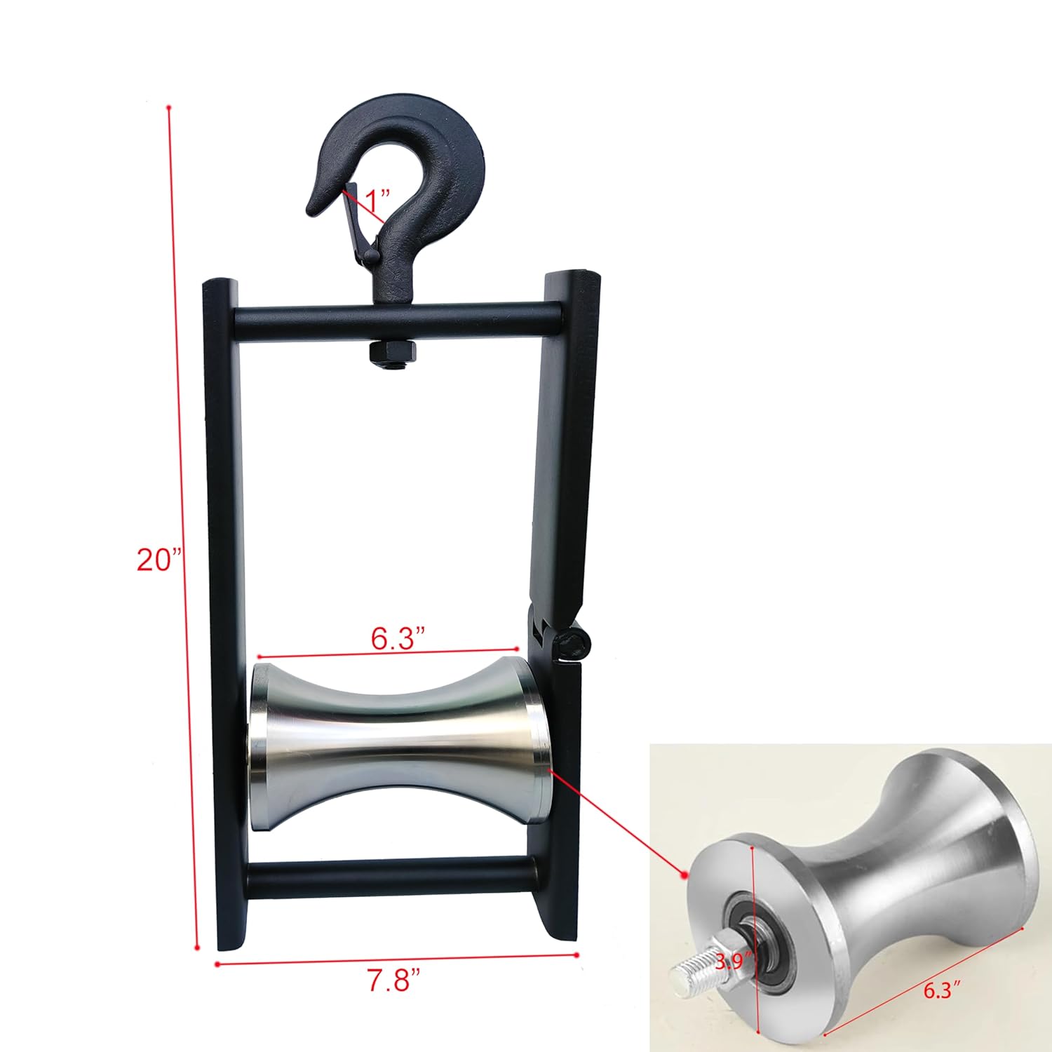 Cable Puller Sheave,Cable Feeding Sheave,Industrial Cable Pulley for Large-Scale Laying,Heavy-Duty Pulleys Sheave, Heavy Duty Cable Guide,Wire Pulling sheave;6.3" Steel Sheaves-4,000 LB Capacity