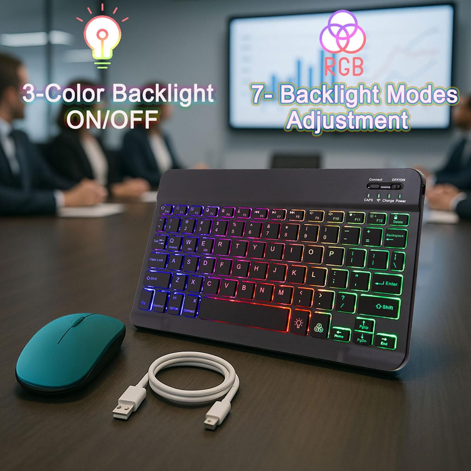 Keyboard Case with Mouse for Samsung Galaxy Tab A8 10.5" 2022 (SM-X200/X205/X207), Backlit Detachable Lightweight Keyboard, Multi-Angle Stand Case with Pencil Holder (Green)