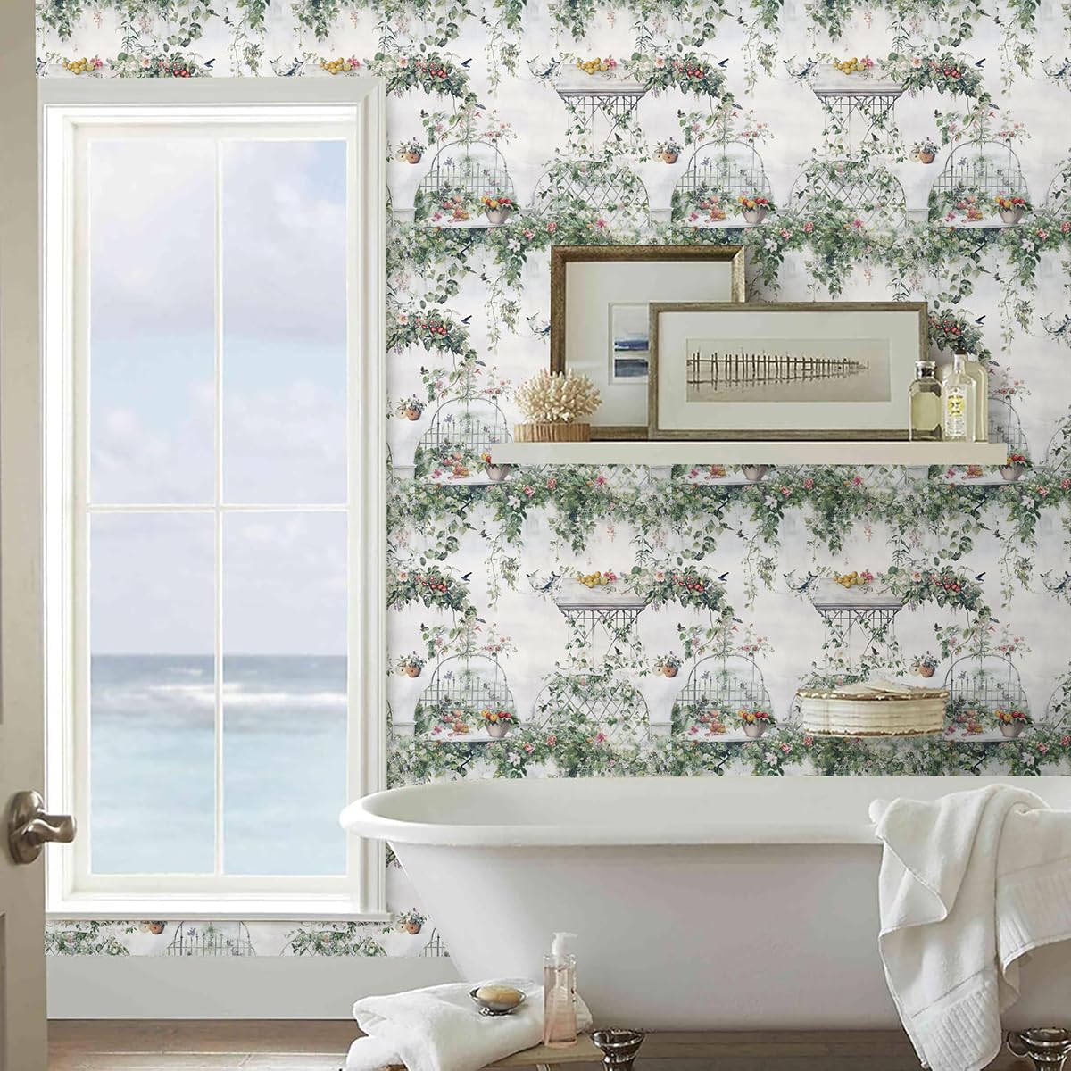 Froluya Vintage Wallpaper Peel and Stick 16.9” x 118.1” Leaves Self Adhesive Removable Contact Paper Floral Peel and Stick Wallpaper for Bedroom Cabinets Decor Garden Contact Paper for Drawers Vinyl