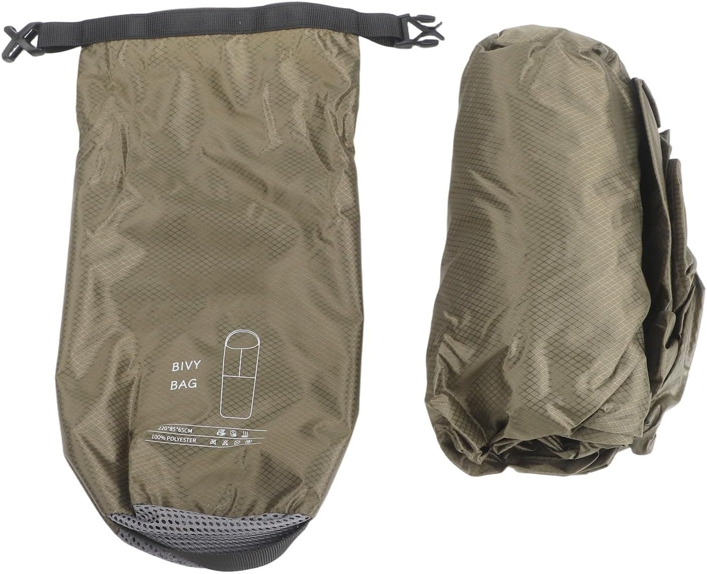 Ultralight Bivy Sack with Heat Reflective Technology, Waterproof 70D Ripstop Sleeping Bag for Camping Hiking Survival, Breathable Thermal Liner Adds 9°F Warmth, Red(Green)
