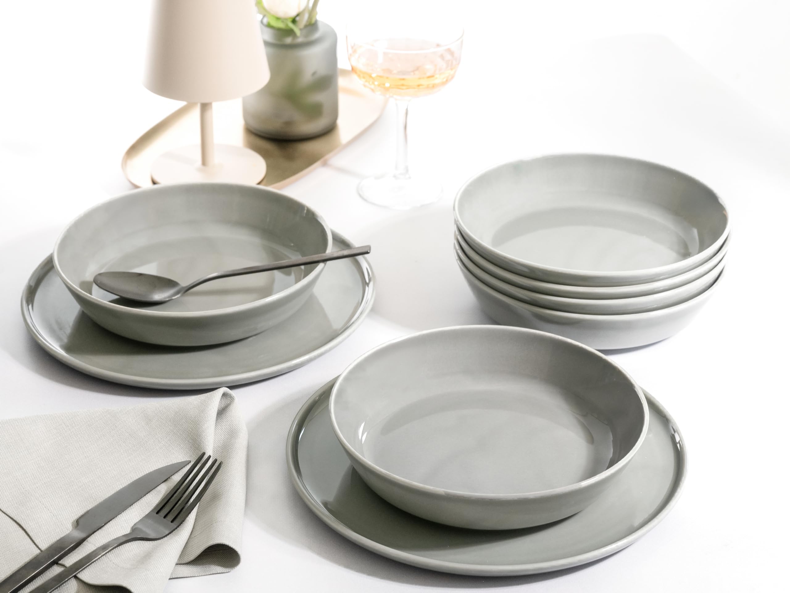 CreaTable, 16735, seria Chef Collection GRAU, zestaw naczyń, serwis stołowy 12-częściowy