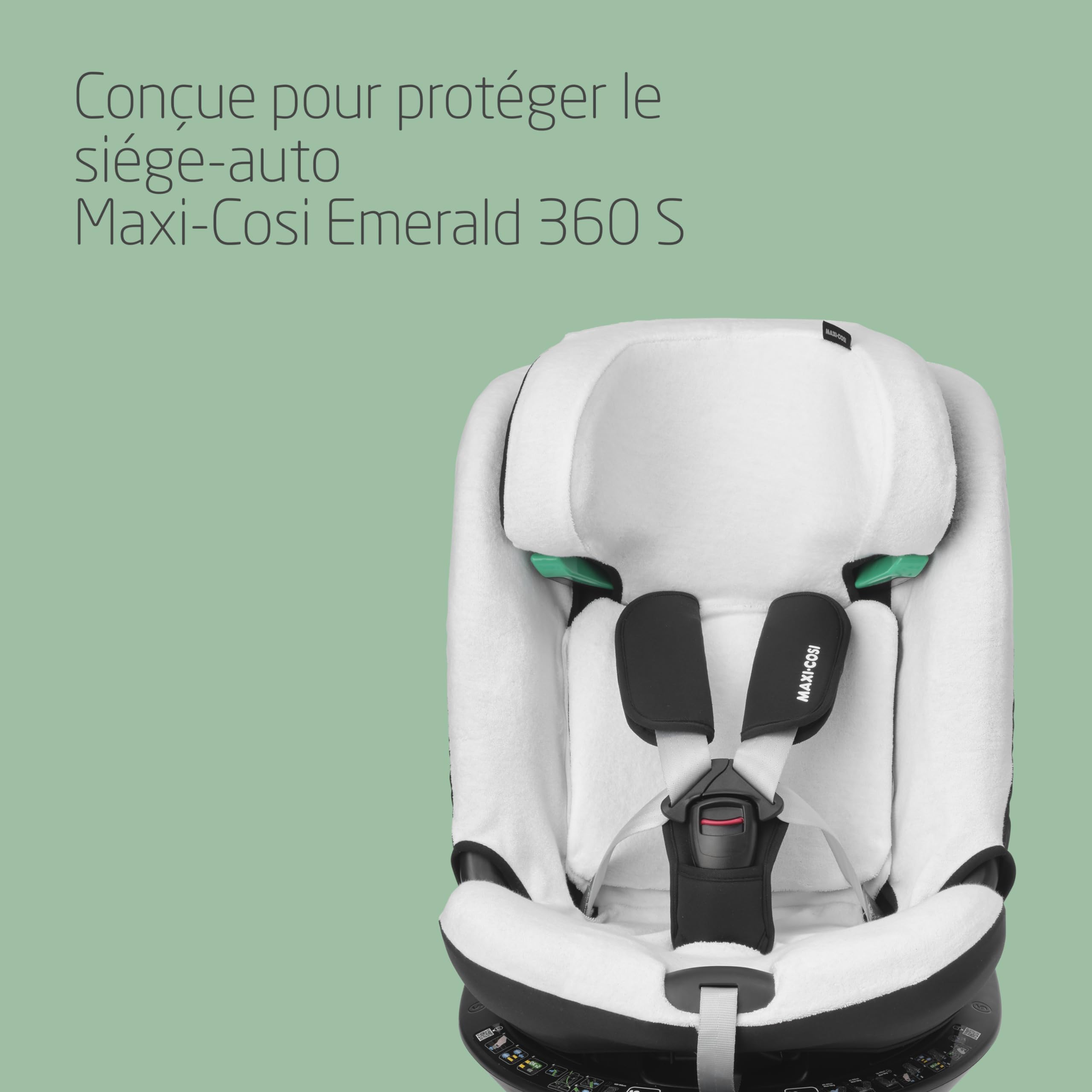 Maxi-Cosi Housse de siège-auto en coton biologique pour Emerald 360 S, Housse de siège-auto pour bébé, Matériaux doux, respirants et absorbant l'humidité, Lavable en machine, Blanc naturel