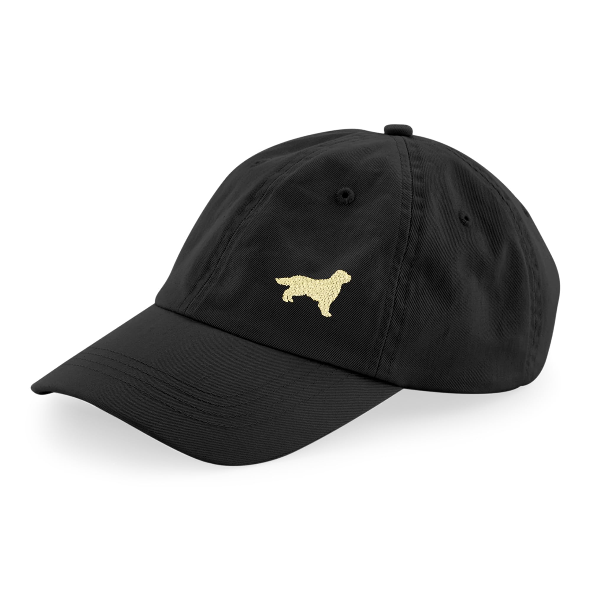 The House Of Dog: Golden Retriever Owner Gift. 100% Washed Chino Cotton Embroidered 6 Panel Unstructured Baseball Cap. Black