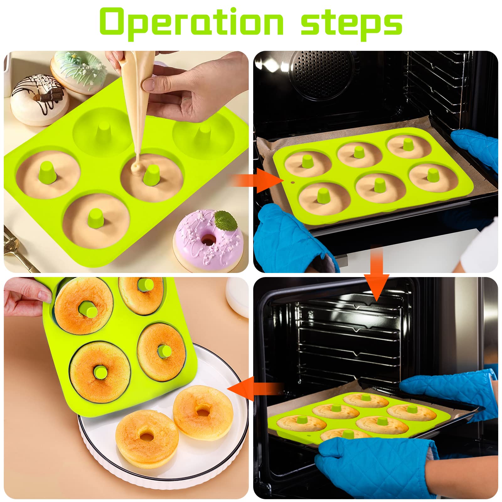 Donut Pan Laviniar Donut Mold For Baking, Bagel Molds Set, 6-Pack