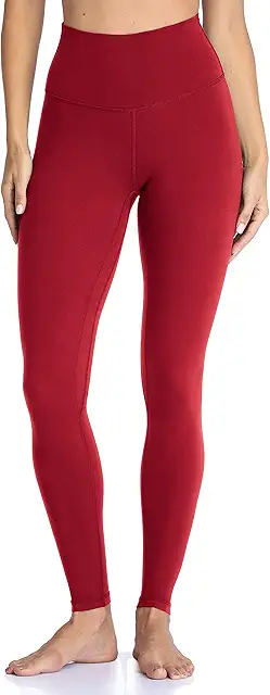 Women's High Waist Yoga Pants with Pockets - Red, 28'' Ankle-Length
