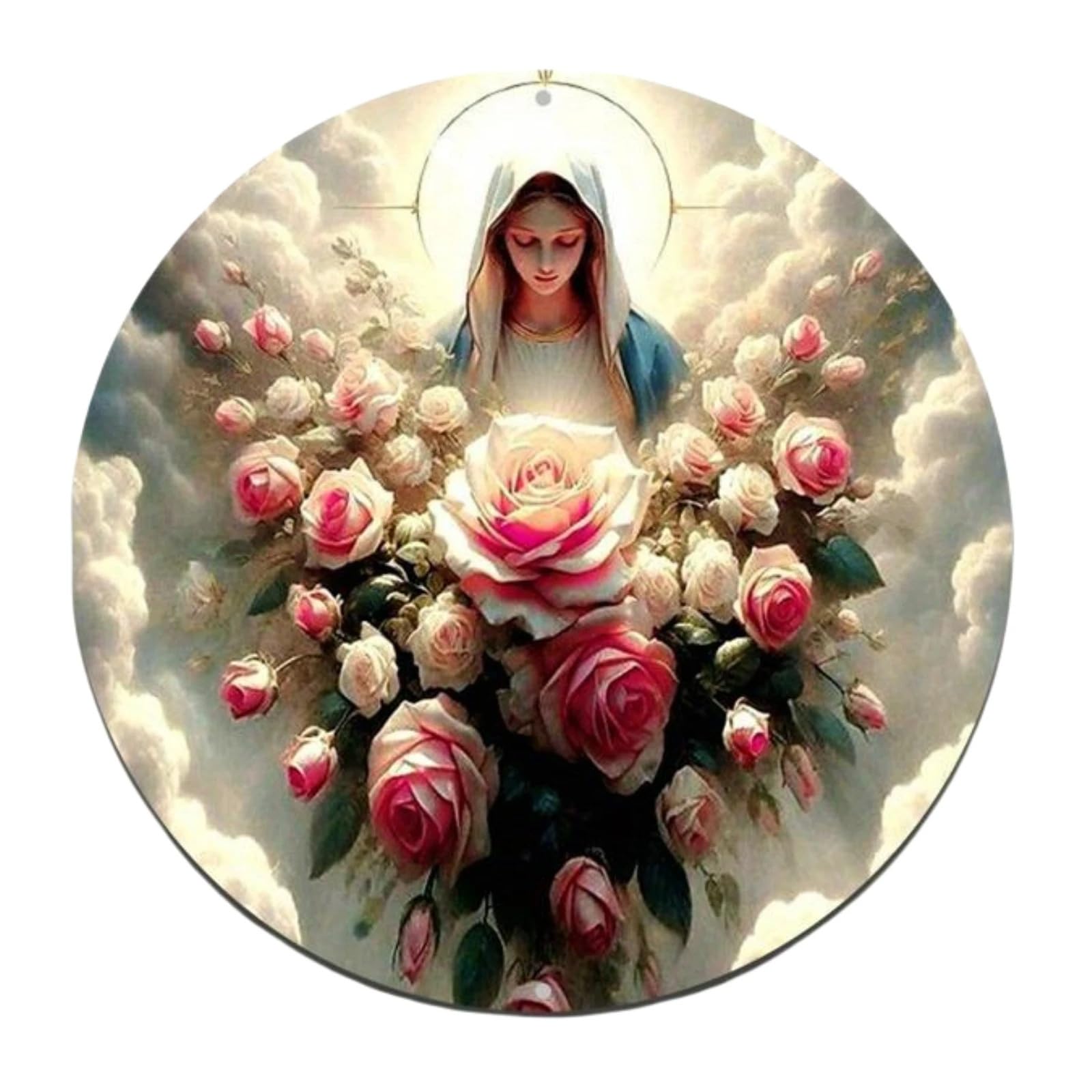 Artistic Angelic Reading Book Theme Round Sign Wall Hanging Ornament Wooden Front Door Plaques Farmhouse Decoration Gift Round Wall Hanging Plaques