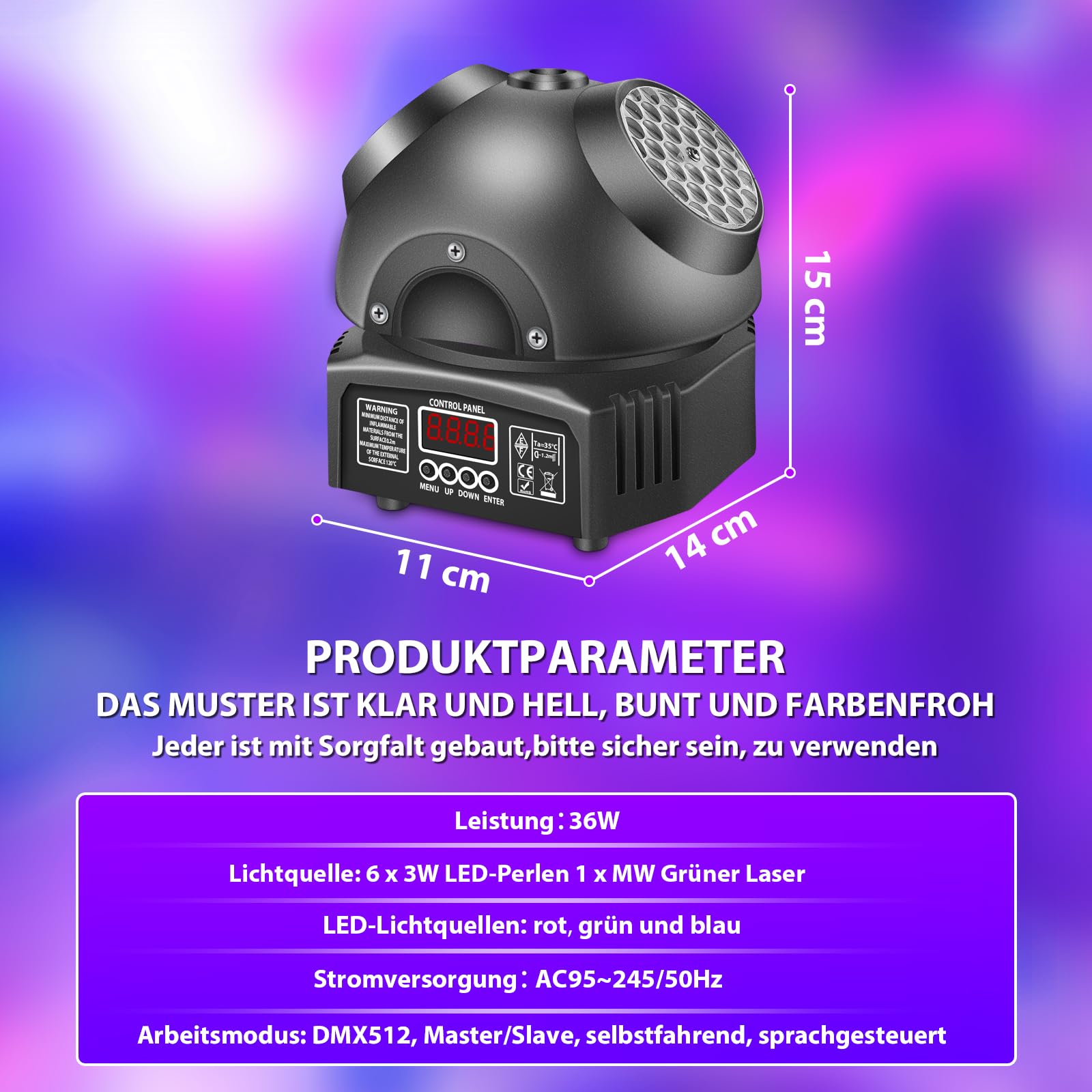 Luce da discoteca, T115 luce per feste, con luce LED RGB, proiettore da DJ, controllo musicale, luci DMX, per KTV, riunioni di famiglia, matrimoni, compleanni, Halloween