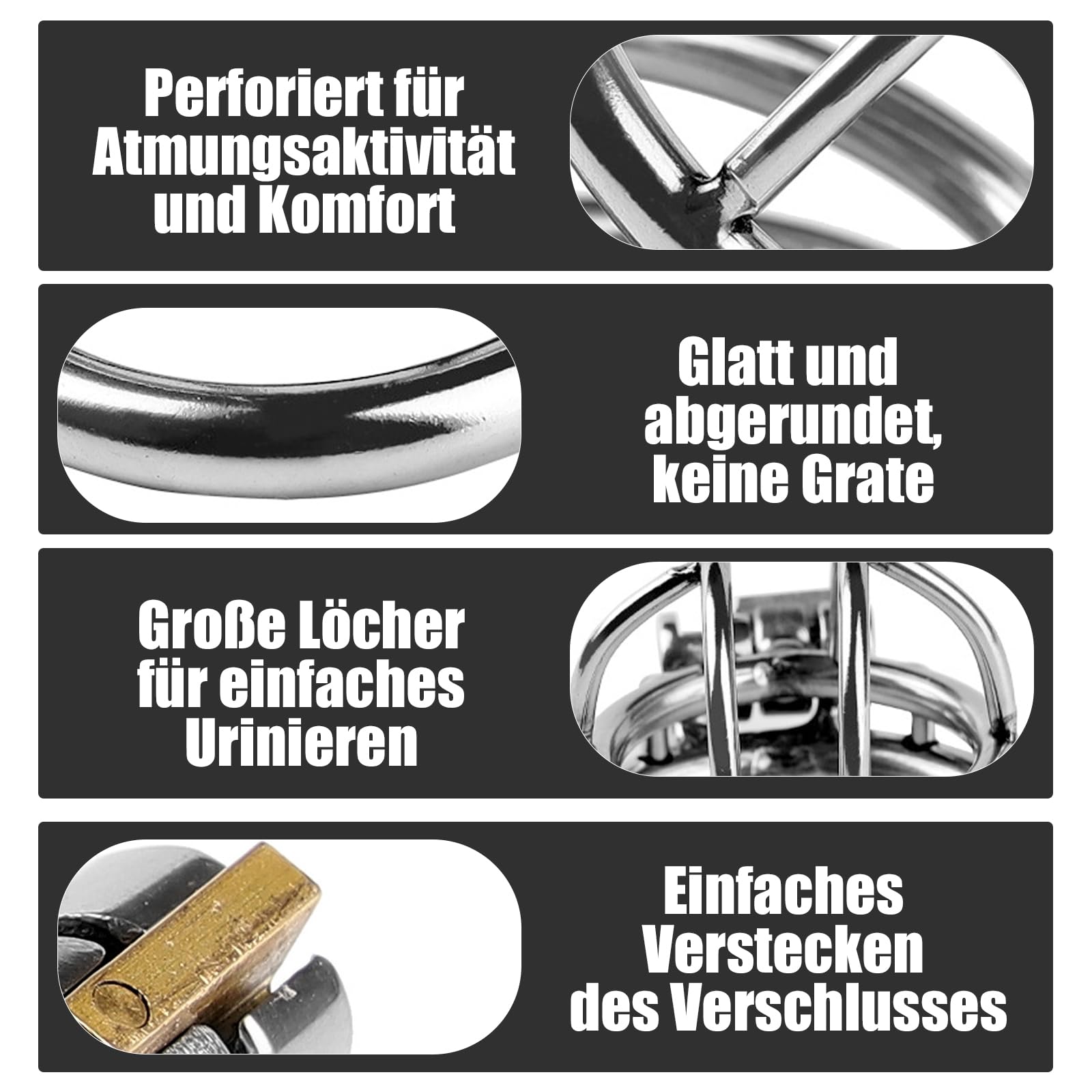 Jaula de castidad de acero inoxidable para pene, jaula de castidad masculina de metal, cinturón de castidad, jaula para pene, juguete sexual BDSM, set de juguetes sexuales duros (Φ40mm)
