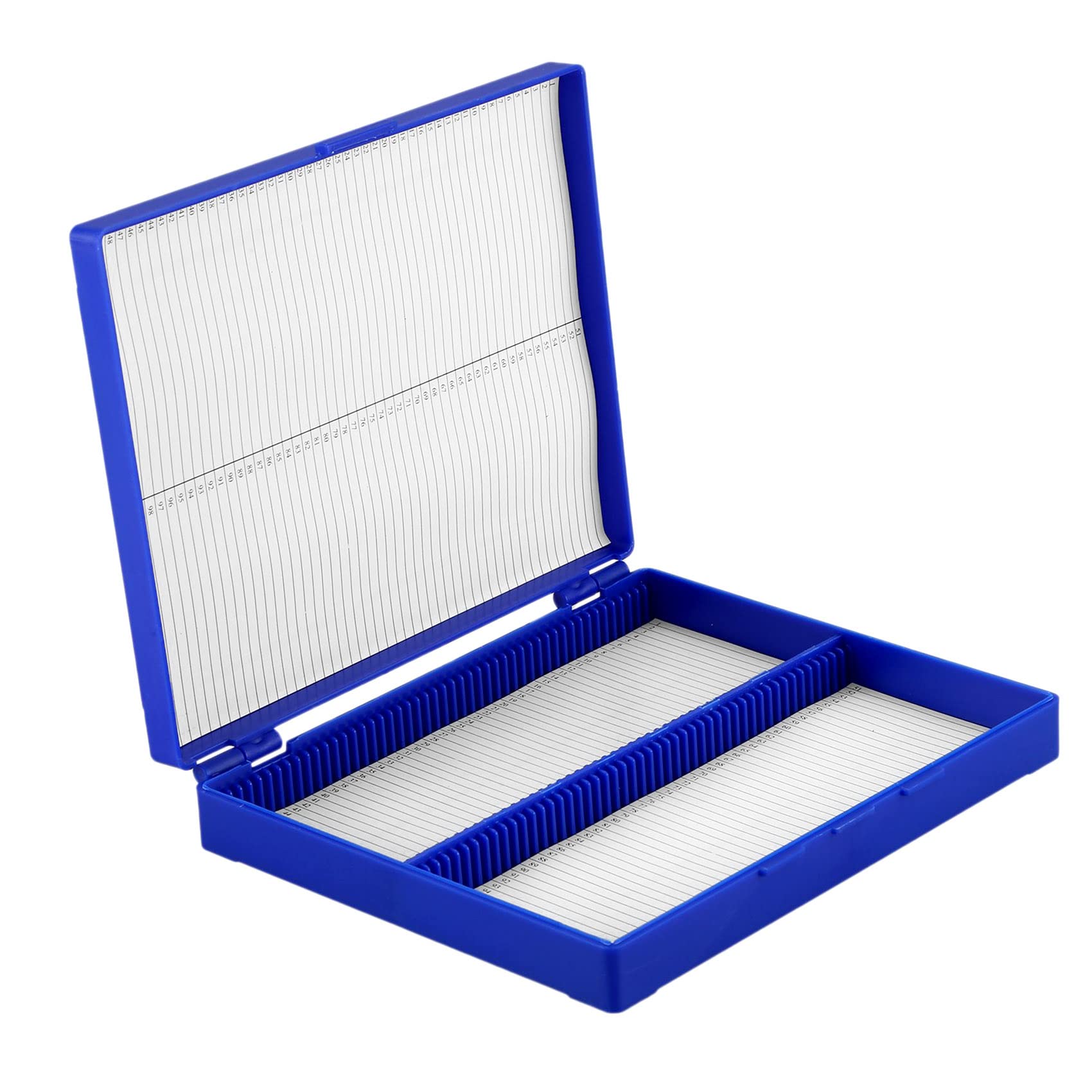 Boîte rectangulaire en plastique pour 100 lames de microscope Bleu roi