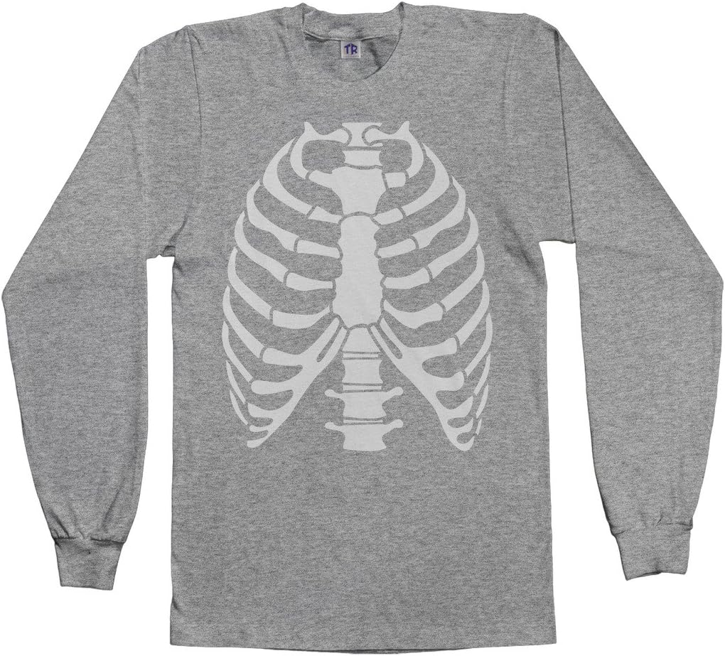 Threadrock Men's Skeleton Rib Cage Halloween Costume Long Sleeve T-Shirt