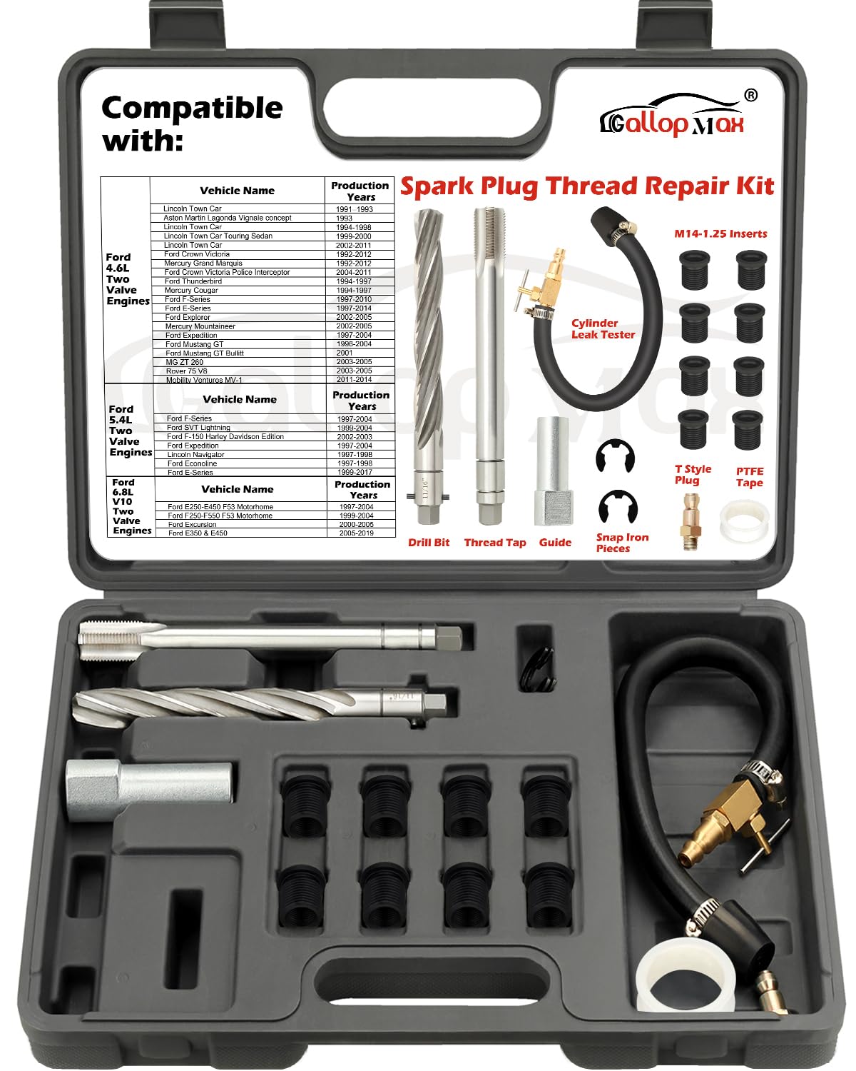 38900 Two Valve Triton Tool Kit Foolproof Repair System Spark Plug Thread Repair Kit Compatible with Ford 4.6 L, 5.4 L and 6.8 V-10 Two Valve Engines