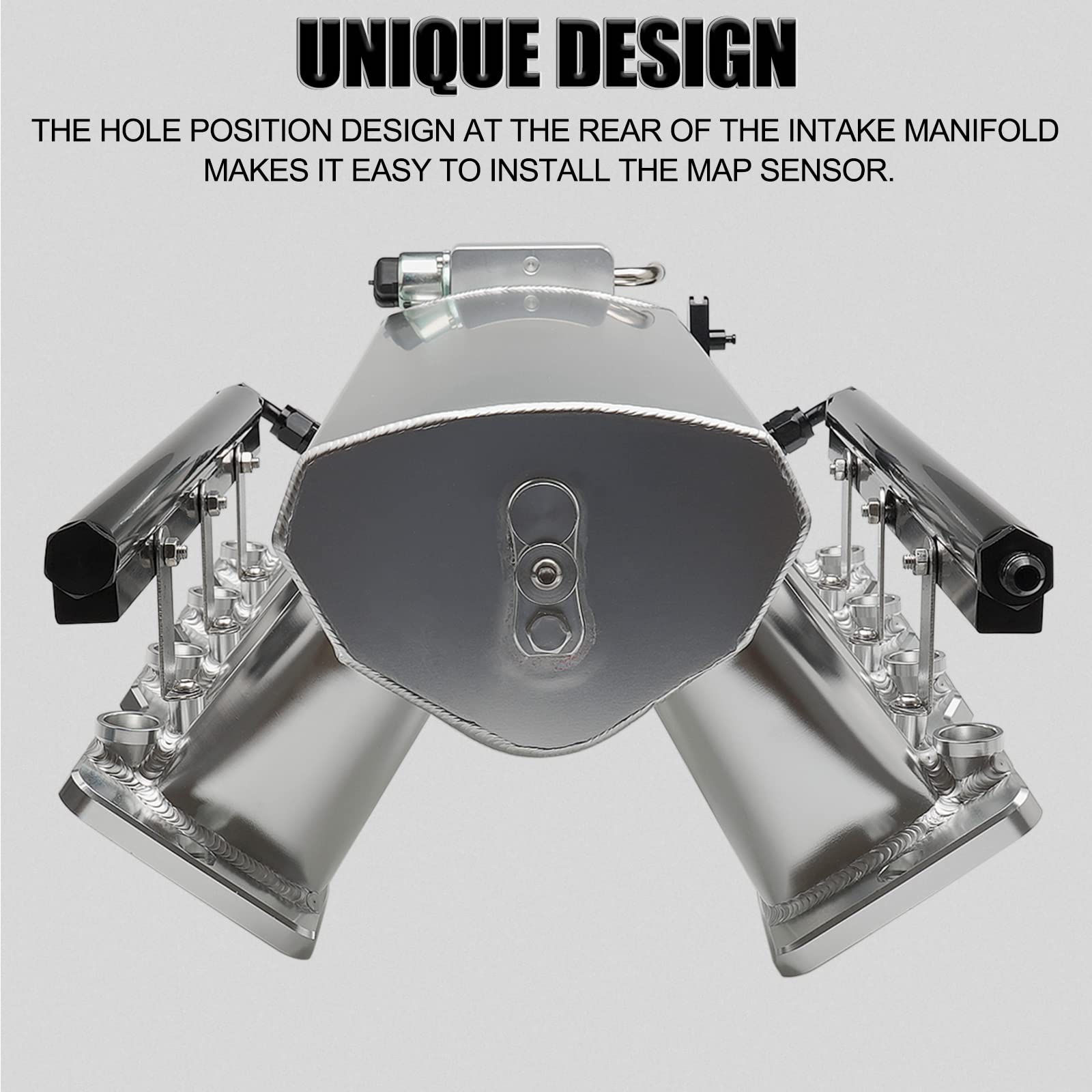 TEMSONE 92MM Intake Manifold Sheet Metal Fabricated EFI with Fuel Rails