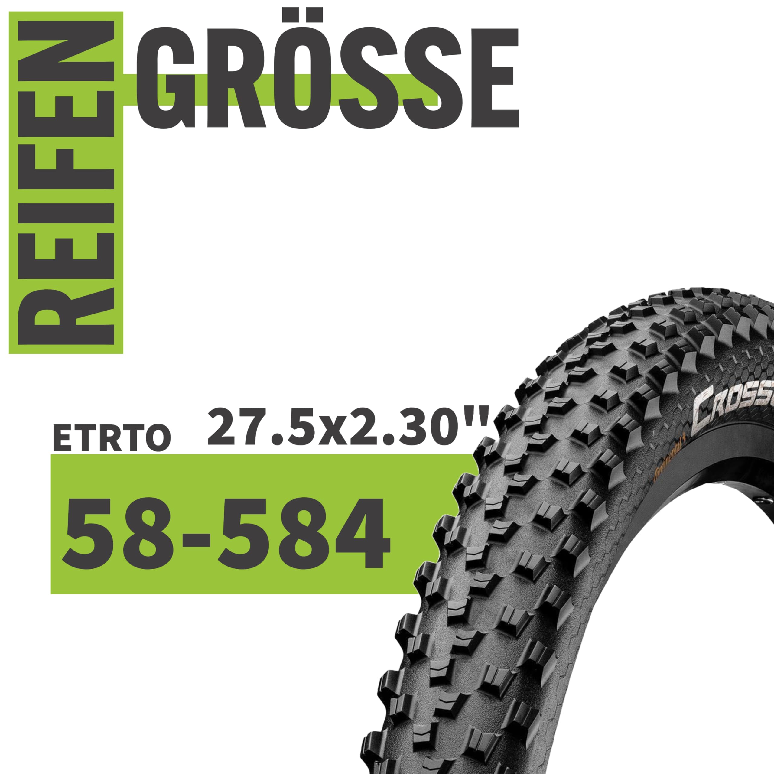 Fahrrad 28 Zoll Reifen Continental Cross King 2.0 Fahrradreifen  29 Zoll,  58-622, MTB & Trekking Mantel (Drahtreifen, Schwarz)