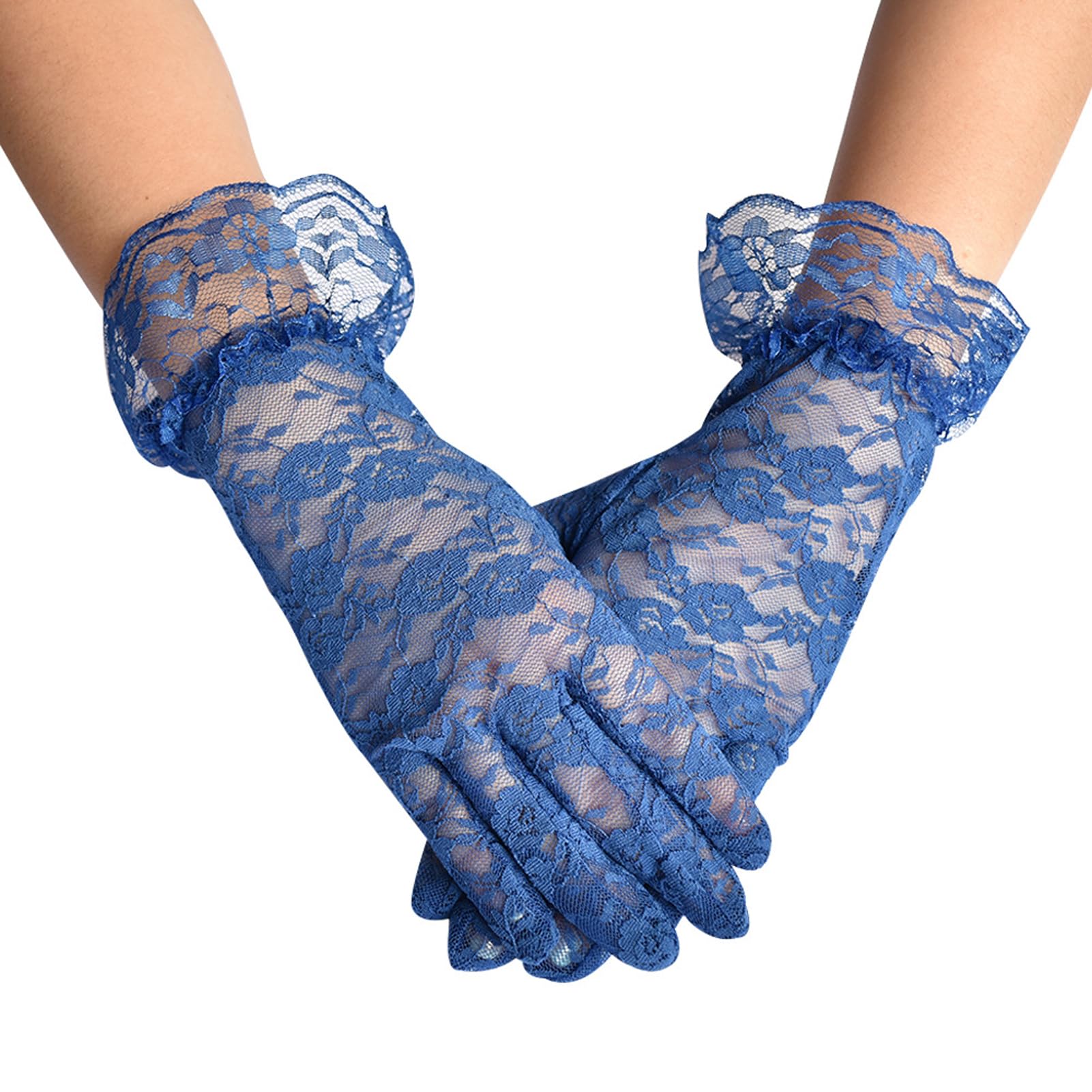 A Pair of Short Lace Gloves, Rose Lace Design Ladies Wedding Dinner Gloves Wedding Party