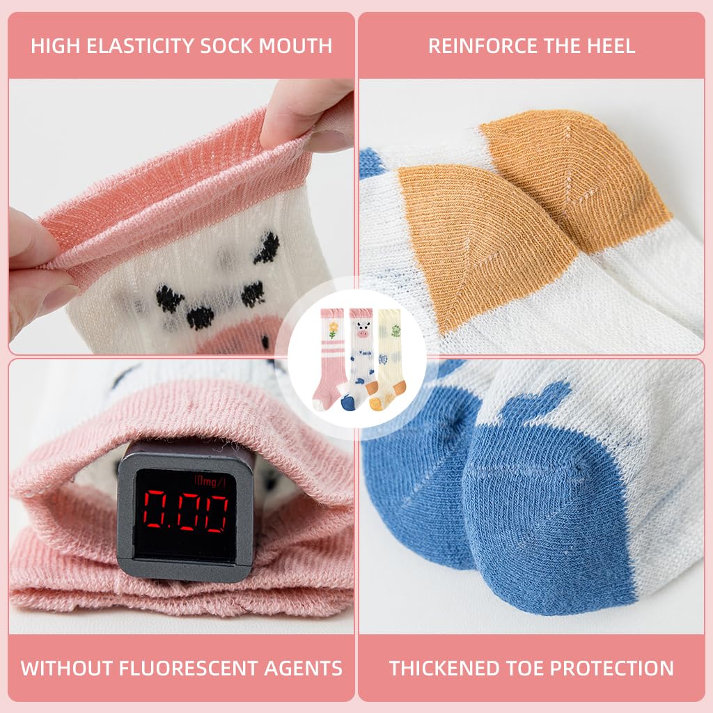 SNOWIE SOFT 3 Pairs Baby Knee Stockings 1-3 Years Breathable Cotton Mesh 1