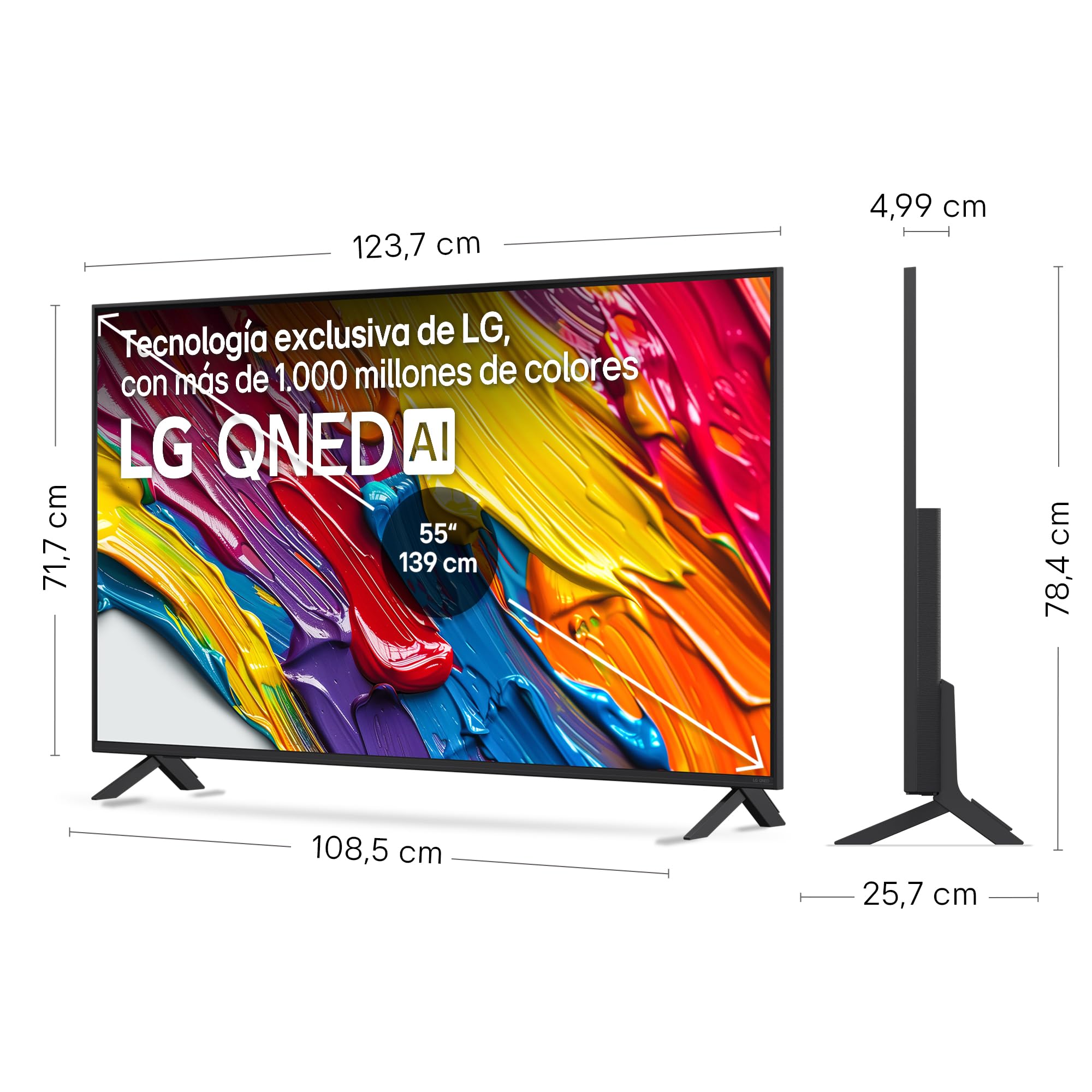 LG 55QNED84A6C - TV 55", 4K QNED EVO, Smart TV, WebOS 25, Procesador Potente e Inteligente, Super Upscaling, Dolby Dilgital Plus, Alexa/Google Assistant, Negro