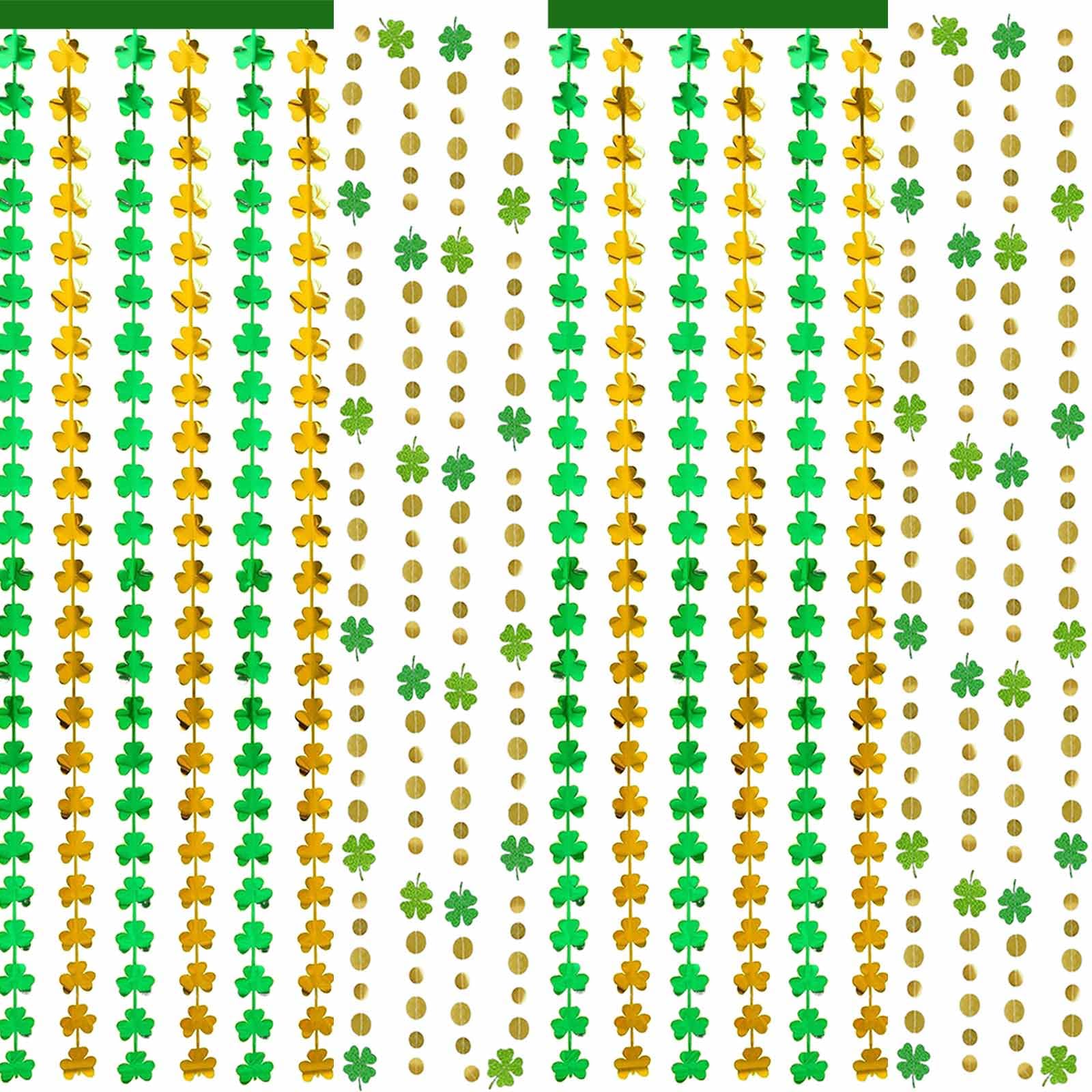 St Patricks Day Decorations Shamrock Foil Fringe Curtains with Garland