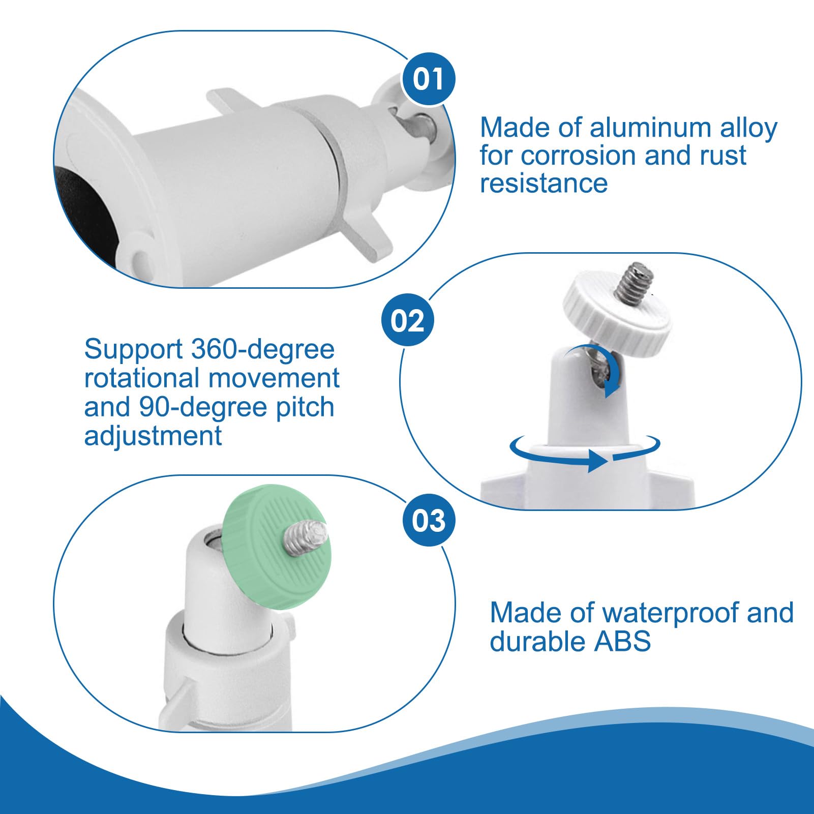 2 St Arlo - Supporto da parete per fotocamera Arlo Pro & Arlo Pro 2, regolabile a 360°, resistente alle intemperie, per telecamera di sicurezza antiruggine, colore: Bianco