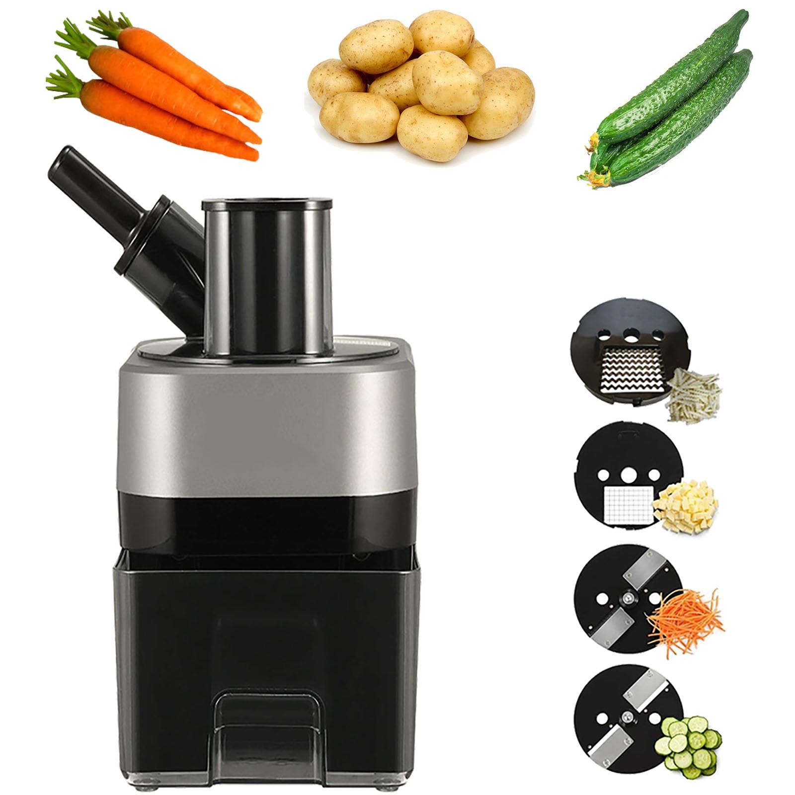 GYKOZY Electric Vegetable Dicer Slicer, 100w Heavy-Duty Food Processor,Dual Synchronous Processing Heads with 4 Blades