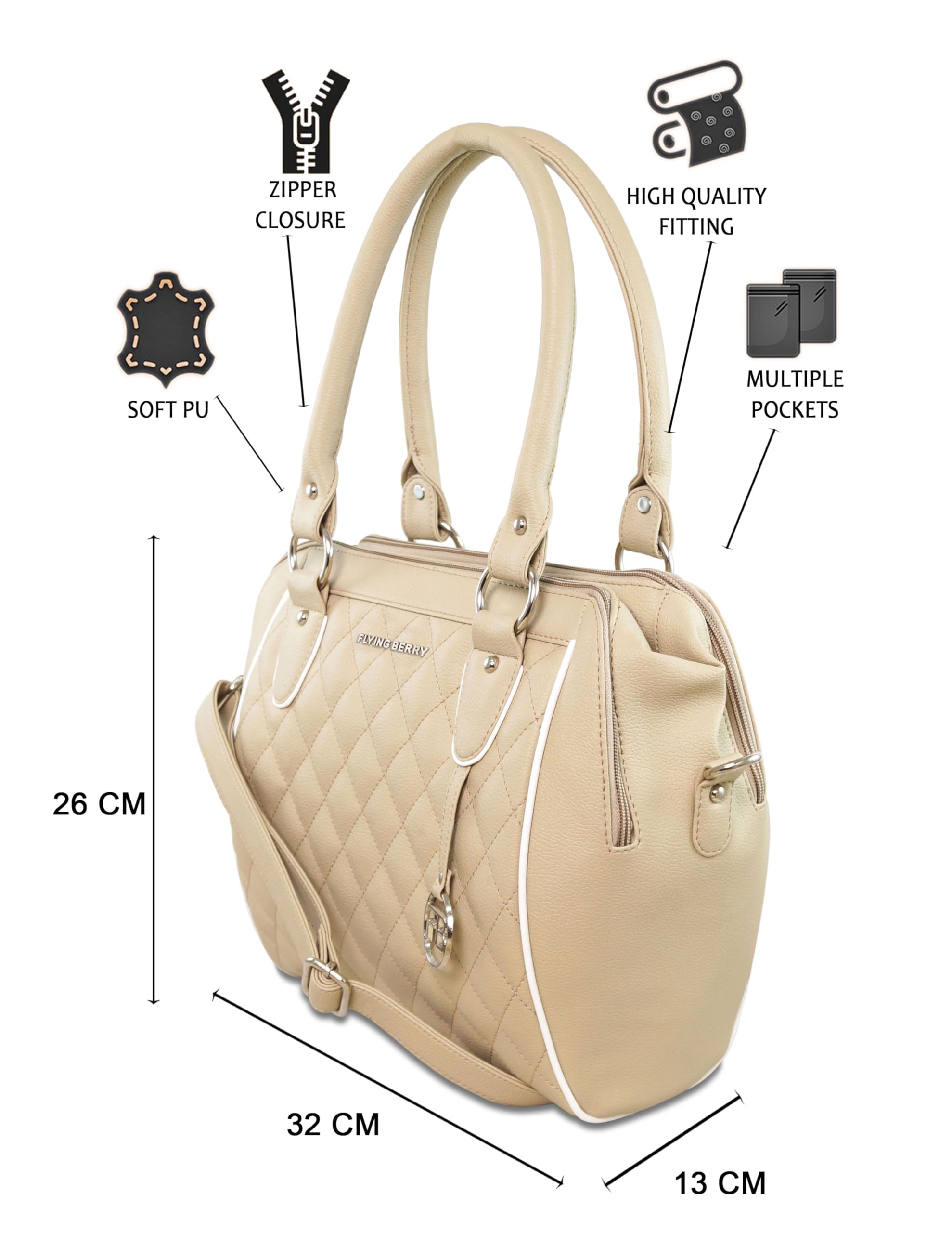 FLYING BERRY Women's Hand bag COMBO PACK (PREMIUM EDITION) … (Beige) 2