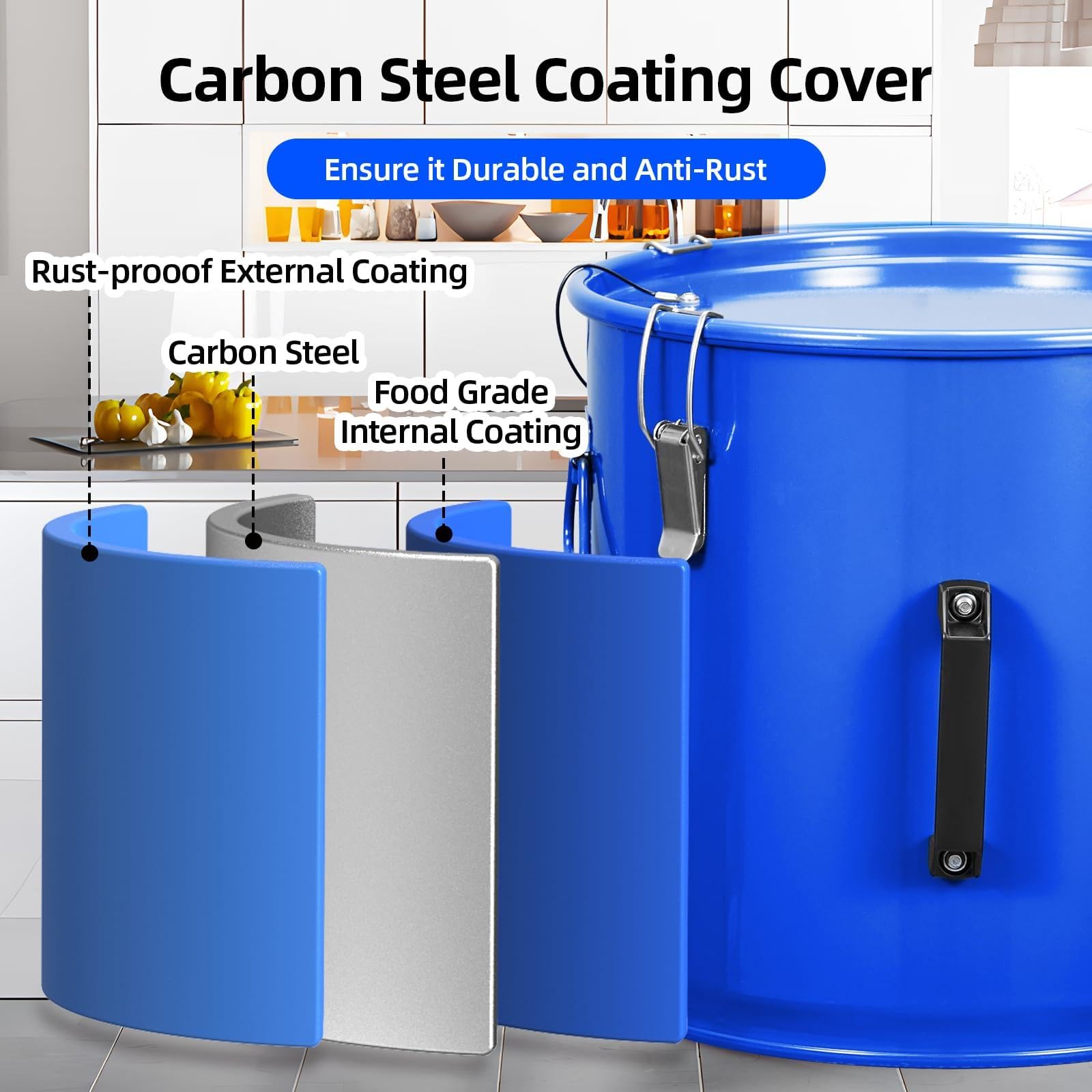 Garvee Seau à Graisse 30L pour Friteuse – Sac Filtre et Poignées | Acier au carbone, Transport et élimination sûrs de l’huile – Nettoyage professionnel – Revêtement anti-oxydant