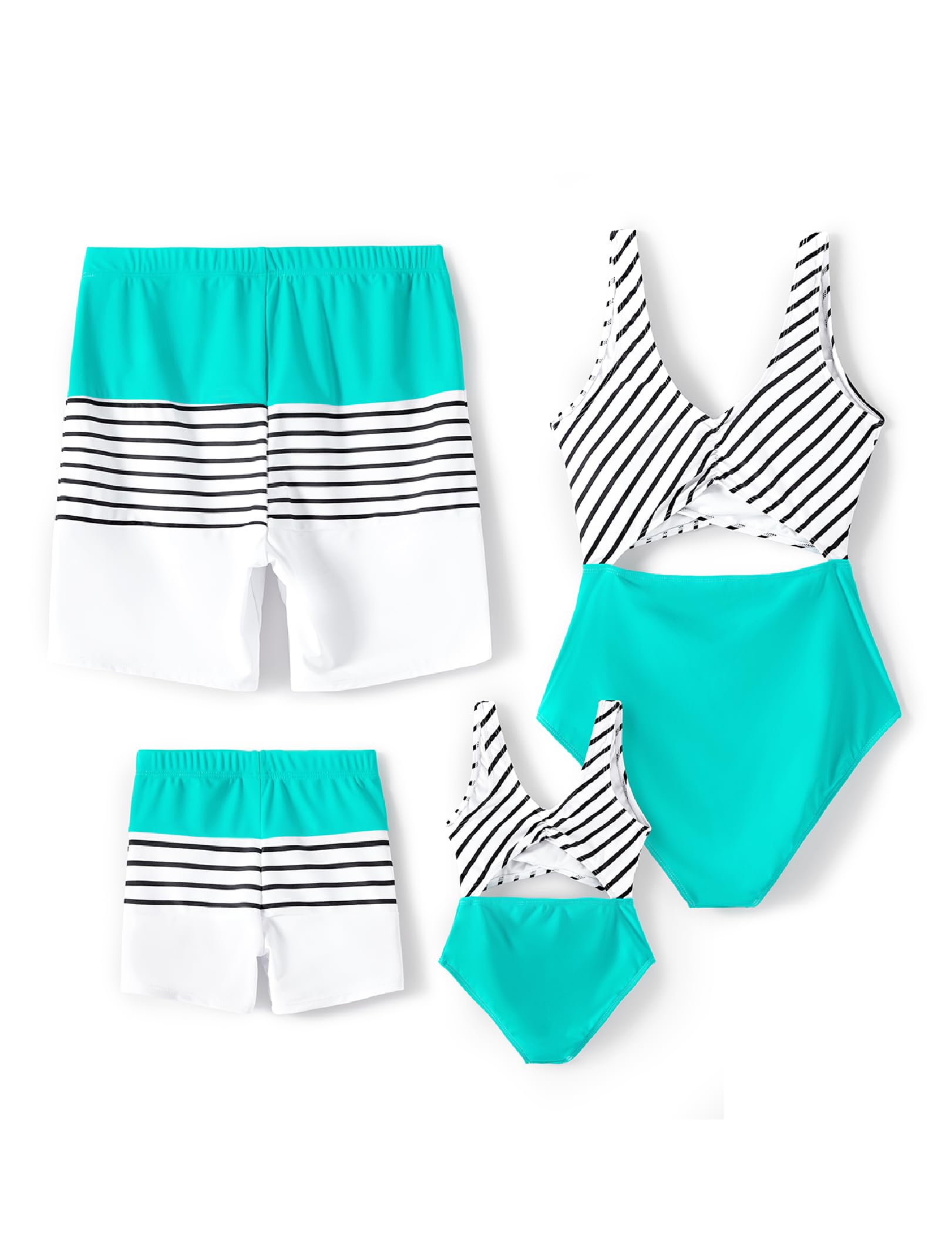 PATPAT Family Matching Swimsuits Swimwear Set for Couples Mommy and Me Striped Spliced Bathing One-Piece Swimsuits