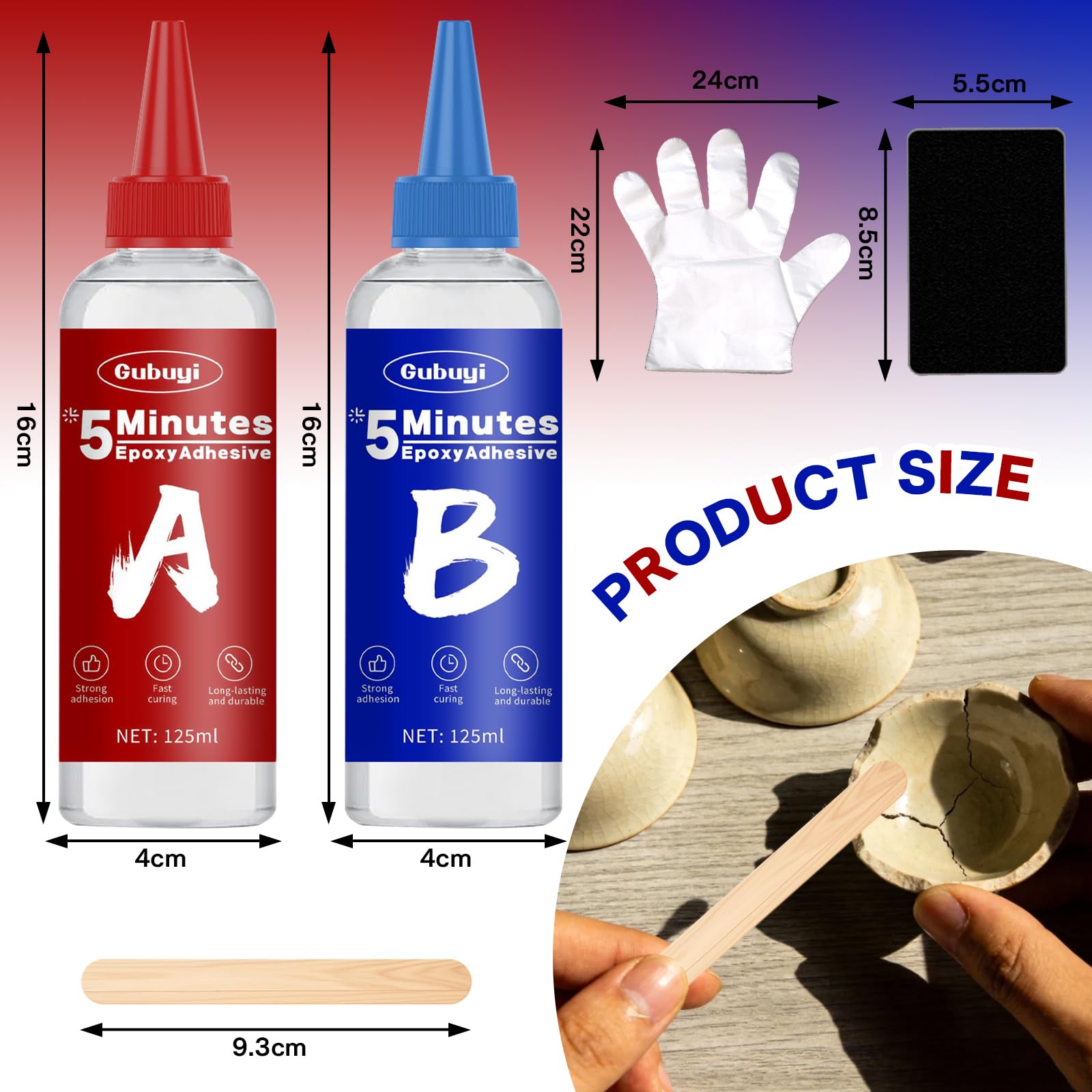 5 Minutes Colle Epoxy, Colle Epoxy Bi-composant, Résine Époxy Transparente à 2 Composants, Résistante à la Chaleur, pour Bois, Plastique, Métal, Verre, Céramique autres Matériaux