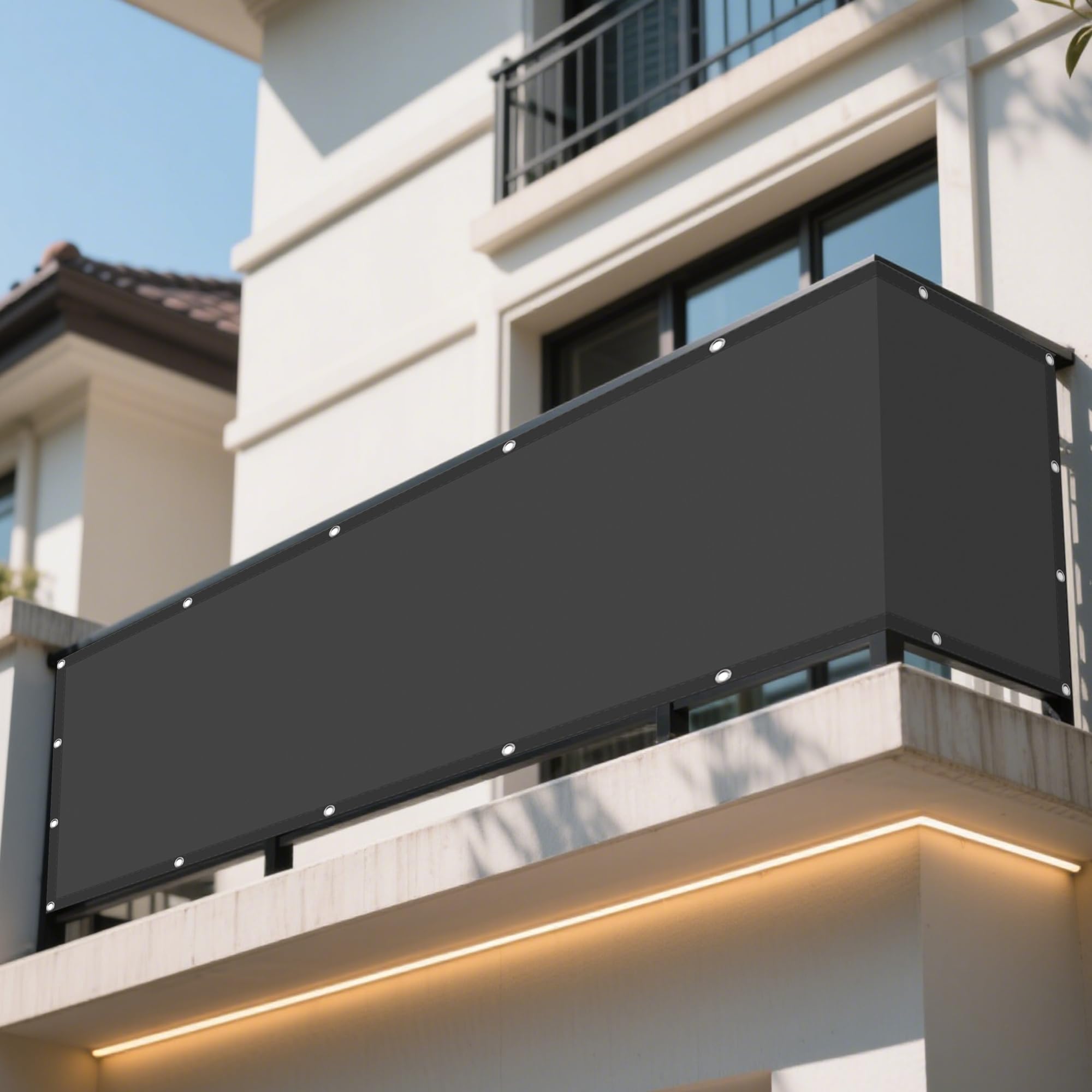 Voiles ombrages rectangulaire imperméable et anti vent pour grand balcon
