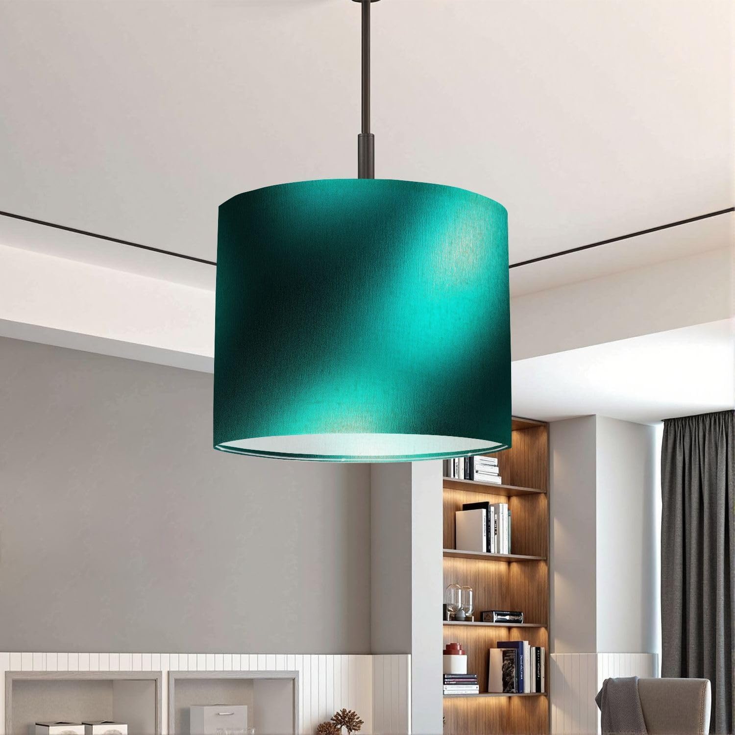 Lampshades Lamp Shades Set of 2 Teal effect foil Turquoise sparkle texture Cyan color marble Light Shade for Table Lamps Floor Lamps Drum Lamp Shades Lampshade Replacement