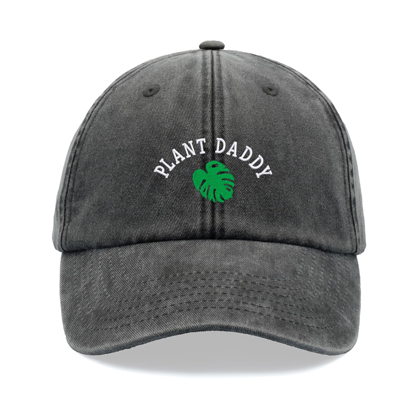 Plant Daddy Monstera Leaf Baseball Cap Vintage Washed Unisex Dad Hat Adjustable Father's Day Black