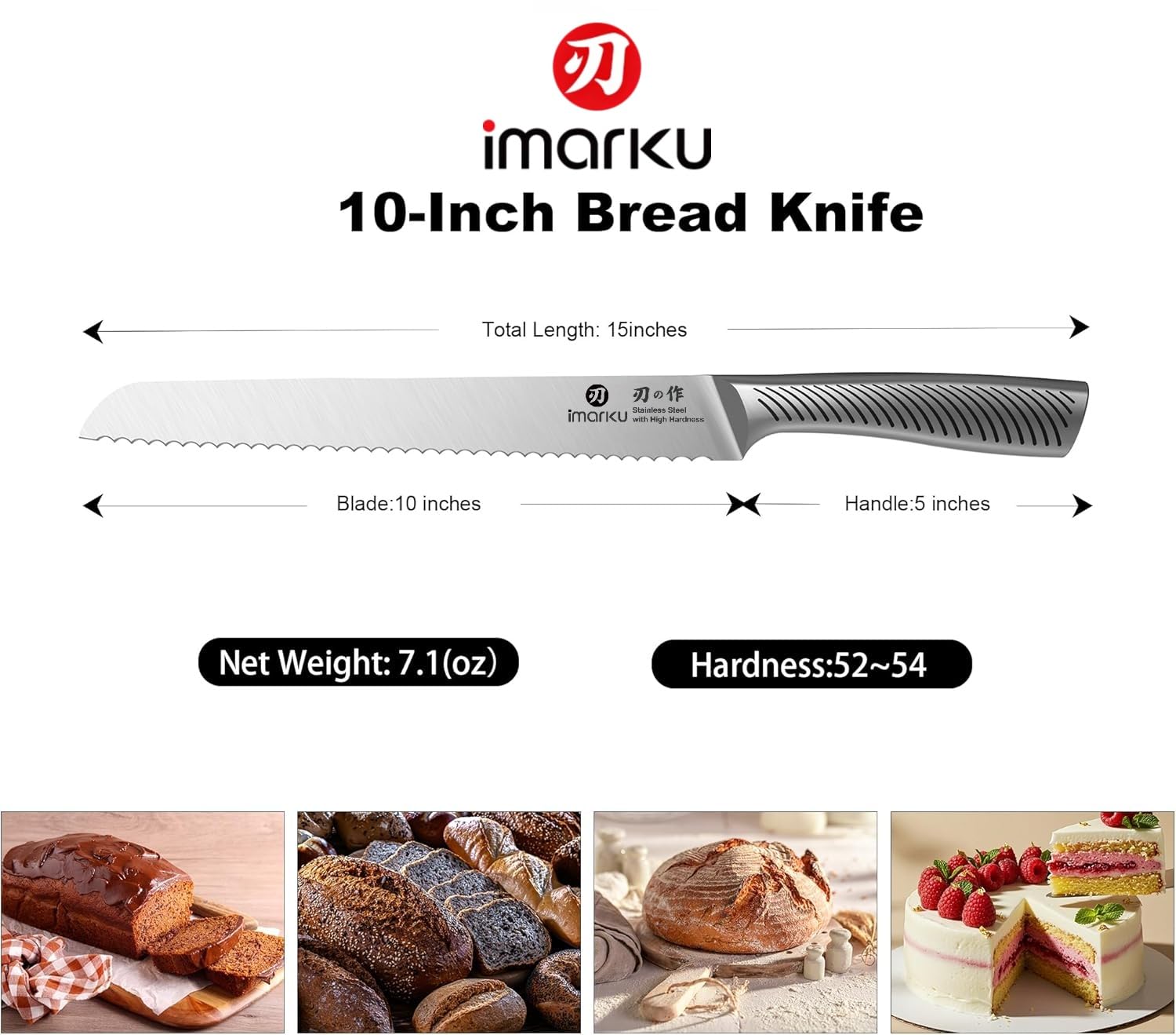 imarku Bread Knife 10 Inch - Japanese Stainless Steel -6
