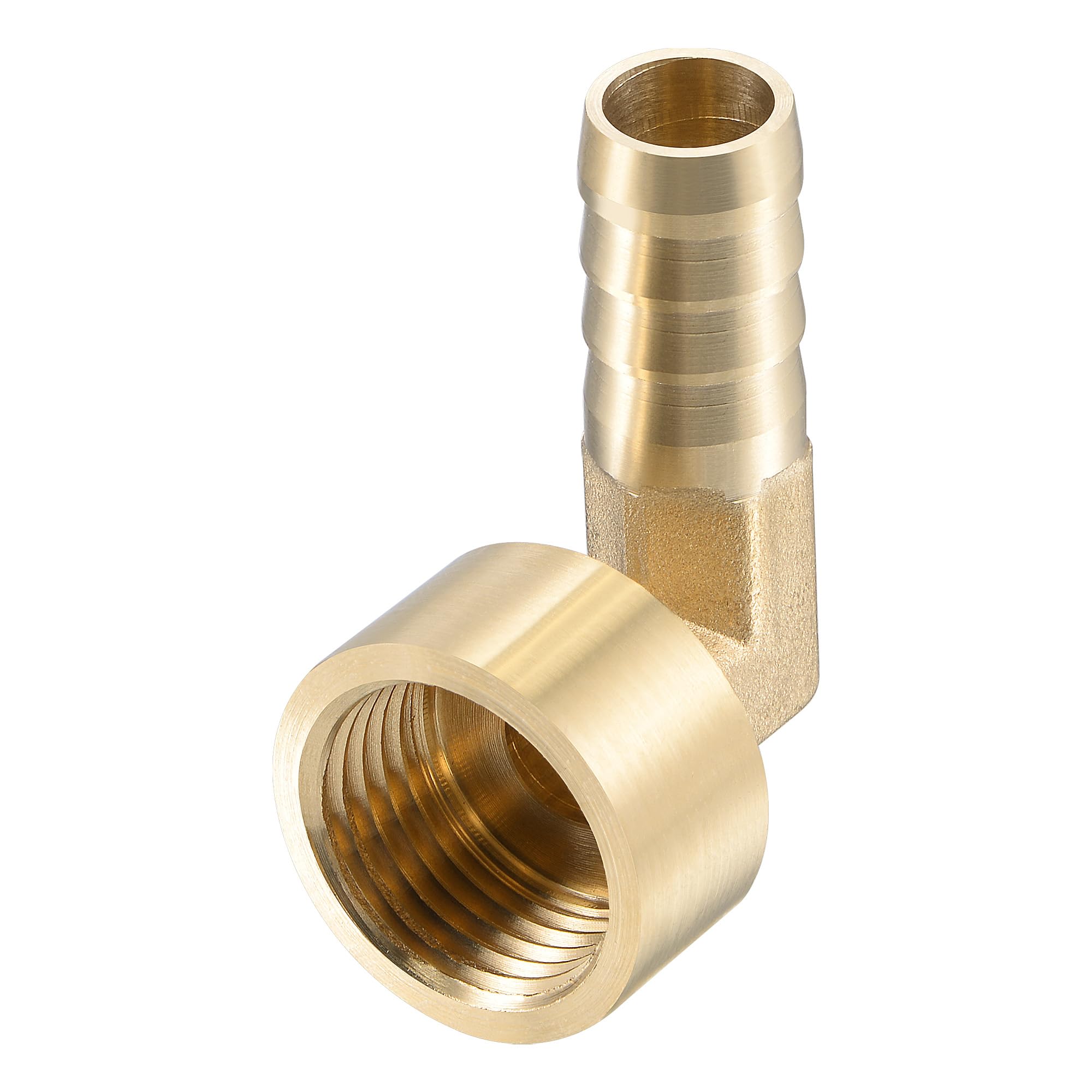 sourcing map Raccord Cannelé Tuyau Laiton Coude 12mm x G1/2 Tuyau Femelle Connecteur Adaptateur pour Eau Carburant Air